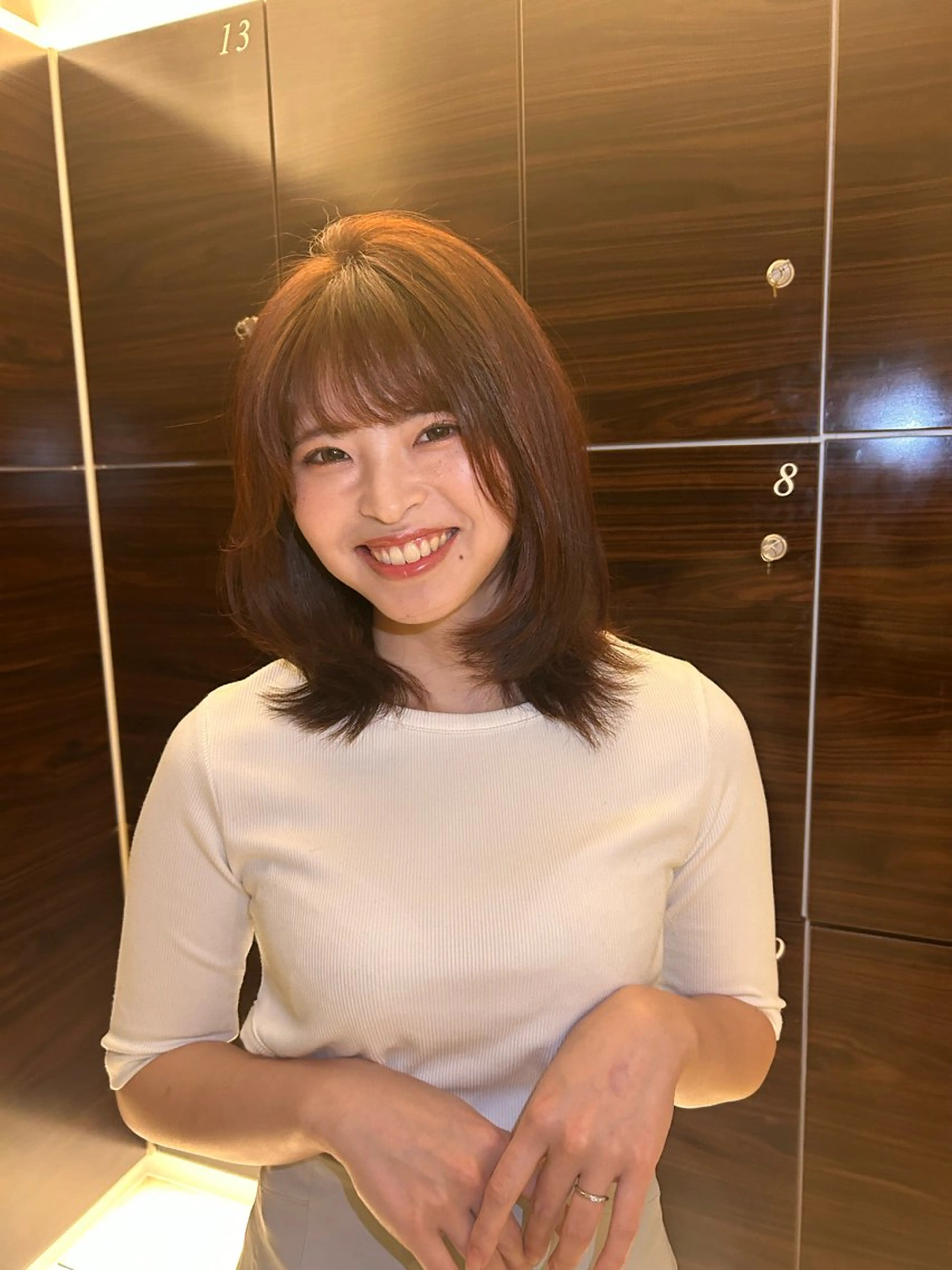 ミディアム カラー 柔らかい艶暖色 レイヤー🫧姫汝のヘアスタイル