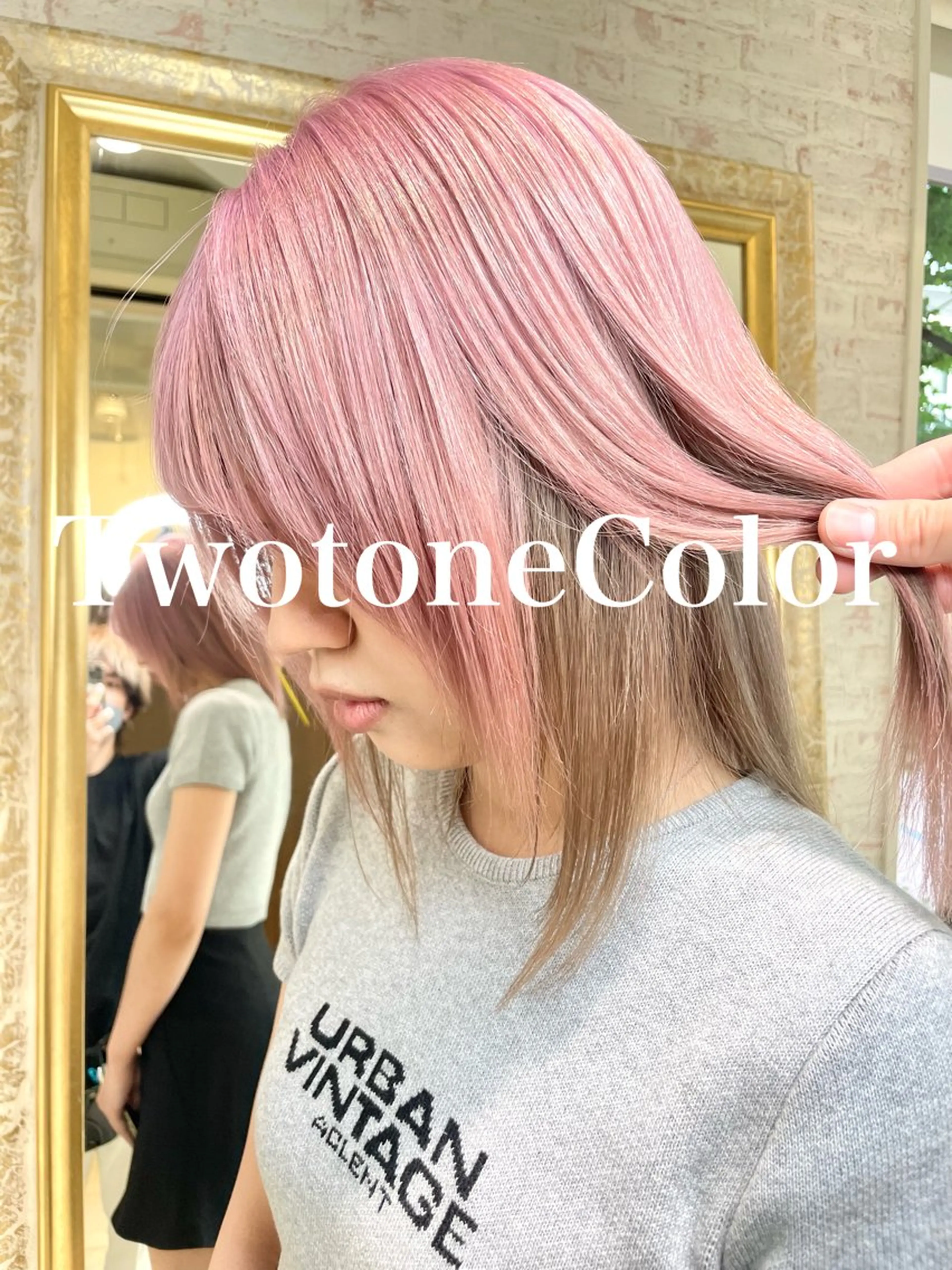 セミロング カラー ダブルカラー ピンクカラー シアーピンク 🩵アンブレラカラー 髪質改善　丸尾】のヘアスタイル