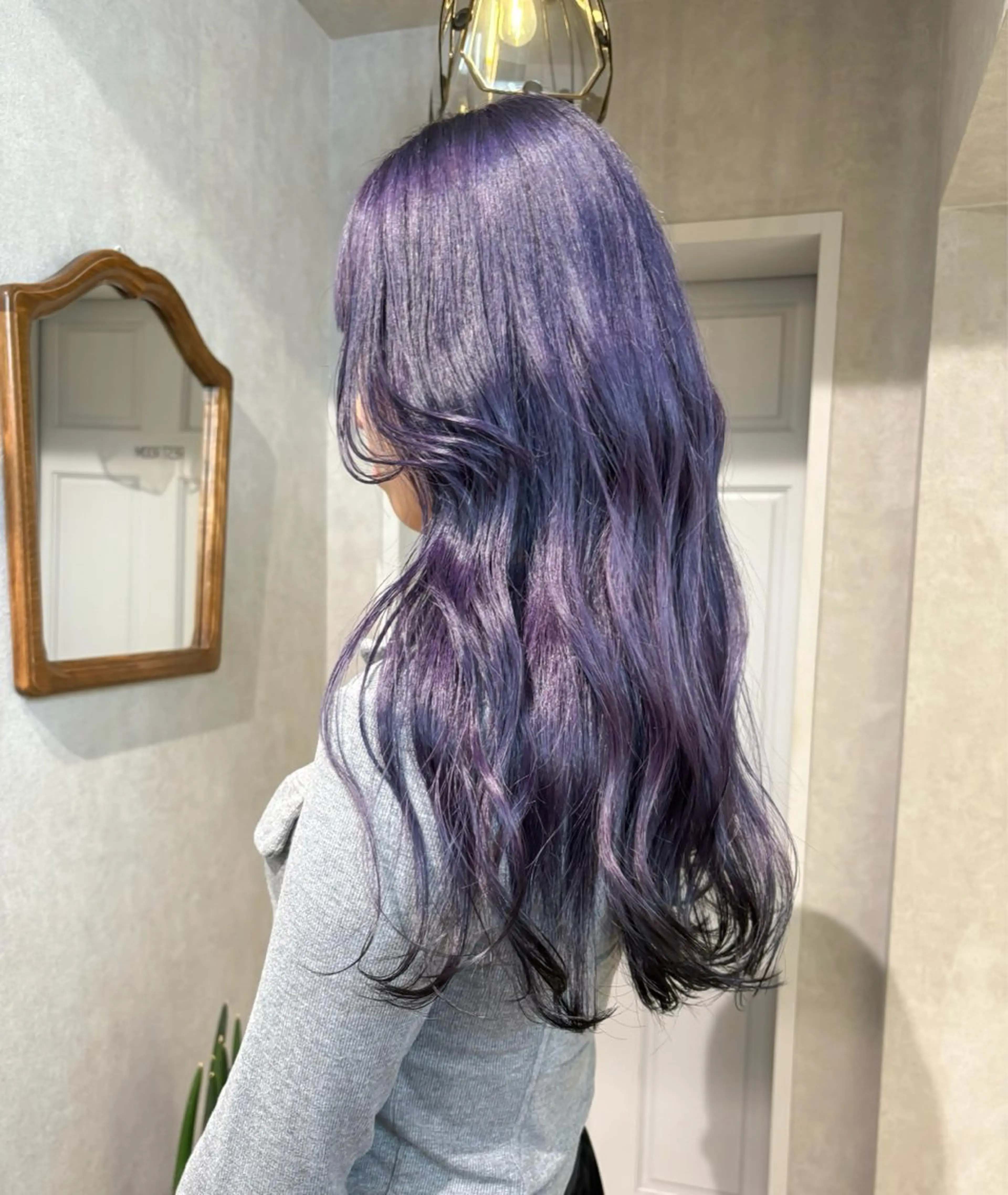 ロング カラー 黒髪 ラベンダーカラー ヘアカラー レイヤー/艶カラー/ KIHO🥥︎のヘアスタイル