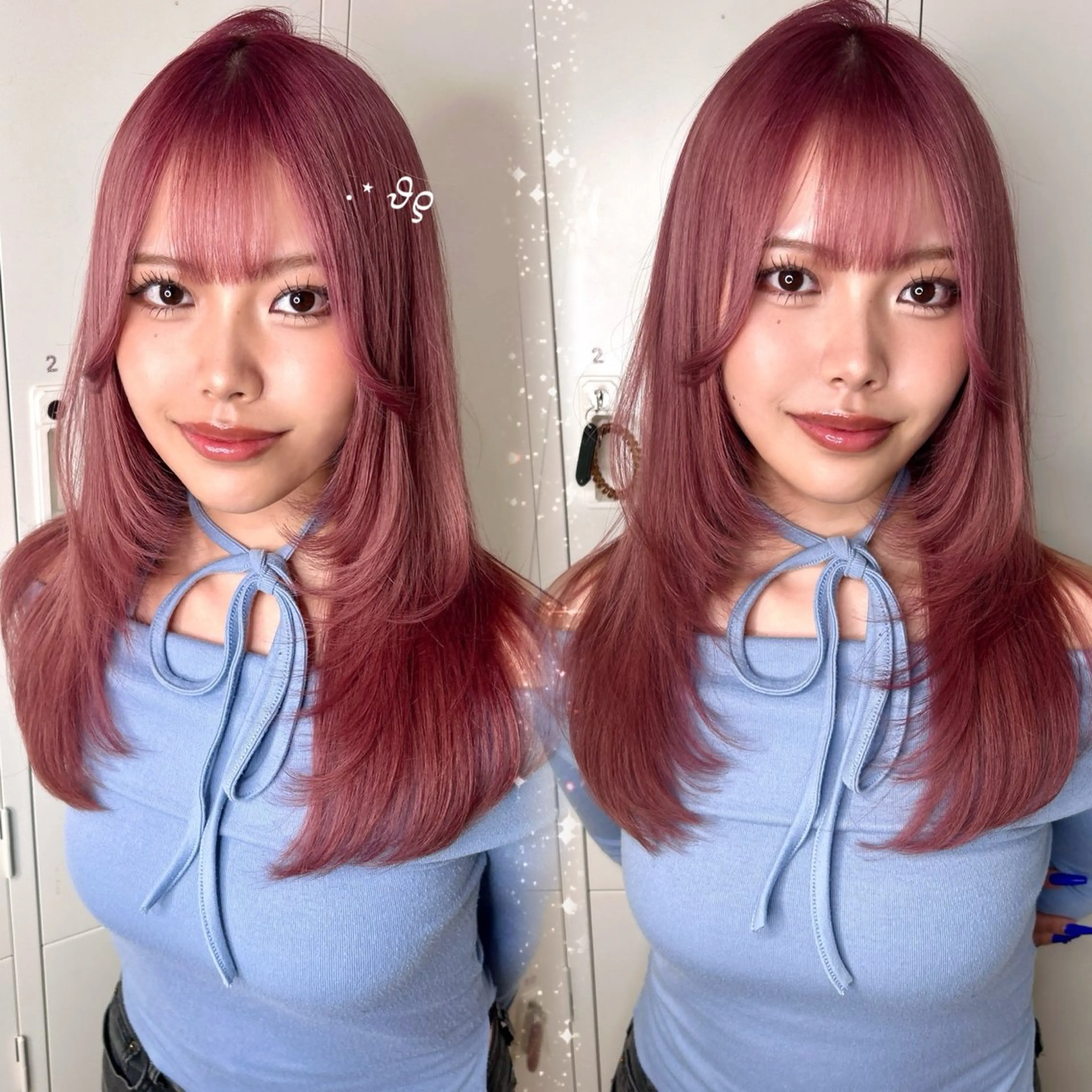 セミロング ヘアカラー 𝜗𝜚ブリーチ ／レイヤー𝜗𝜚のヘアスタイル