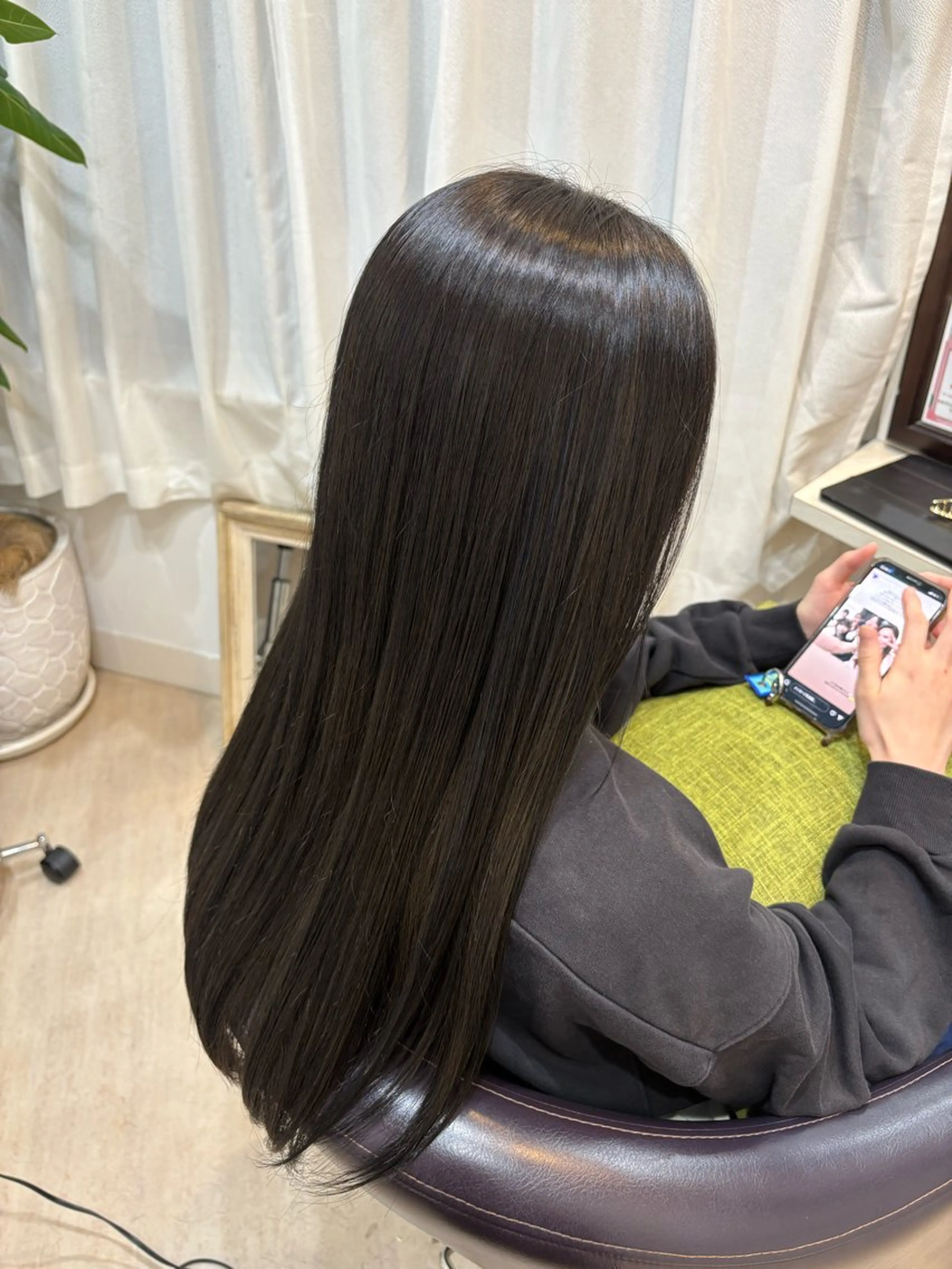 ロング カラー 黒髪 ブルーカラー ブルーブラック 透明感カラー 🫧arisa🫧 レイヤー/アレンジのヘアスタイル