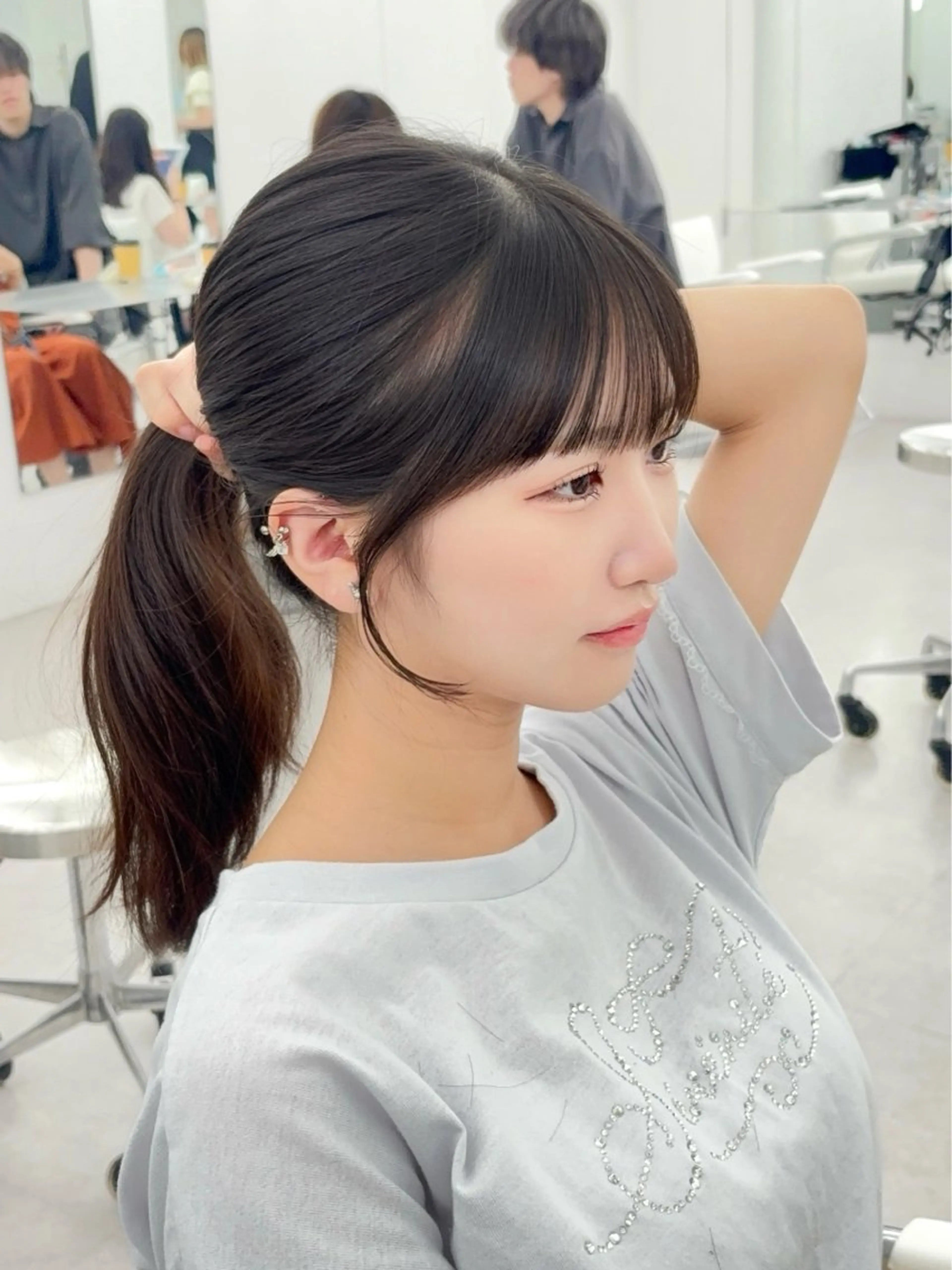 ロング カラー レイヤーカット 小顔カット カット ヘアカラー トリートメント 韓国ヘア/レイヤー/ 顔まわり足立遥奈のヘアスタイル