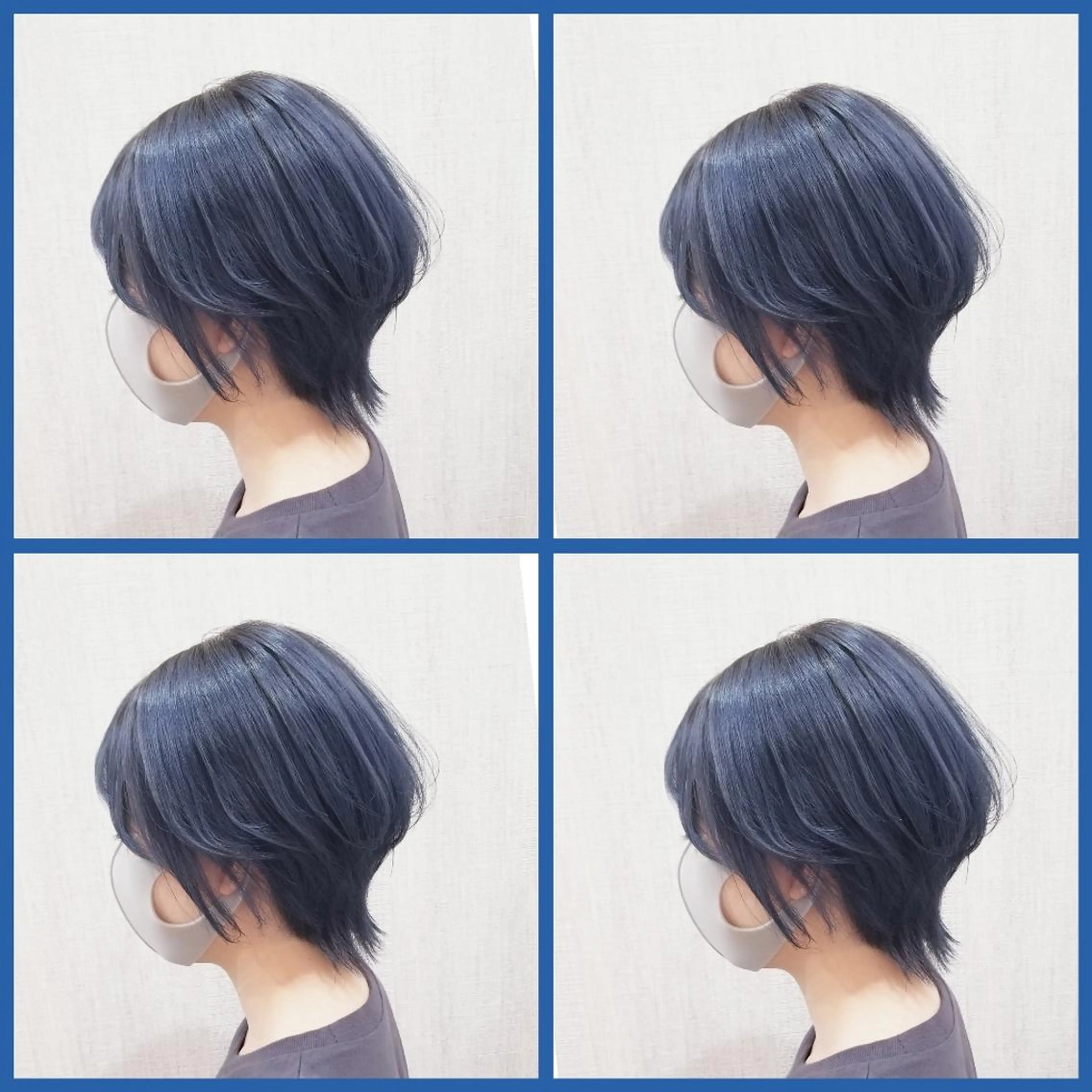 ショート カラー ブルーカラー シルバー ウルフカット カット ヘアカラー 髪質改善/レイヤー/ 顔周りカット/代表西のヘアスタイル