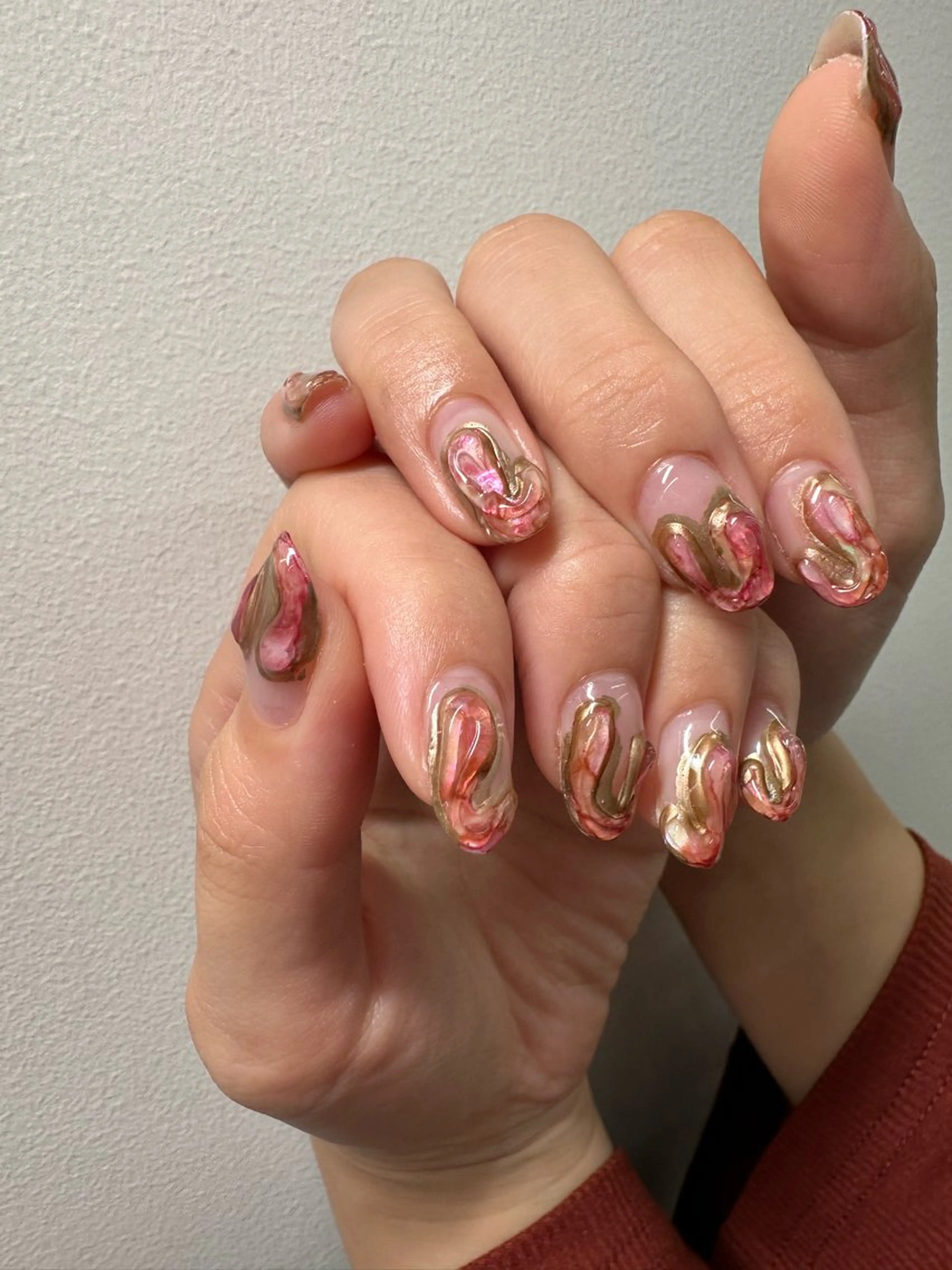 ネイル ミラーネイル ピンク Kaede *LUFTのネイルデザイン