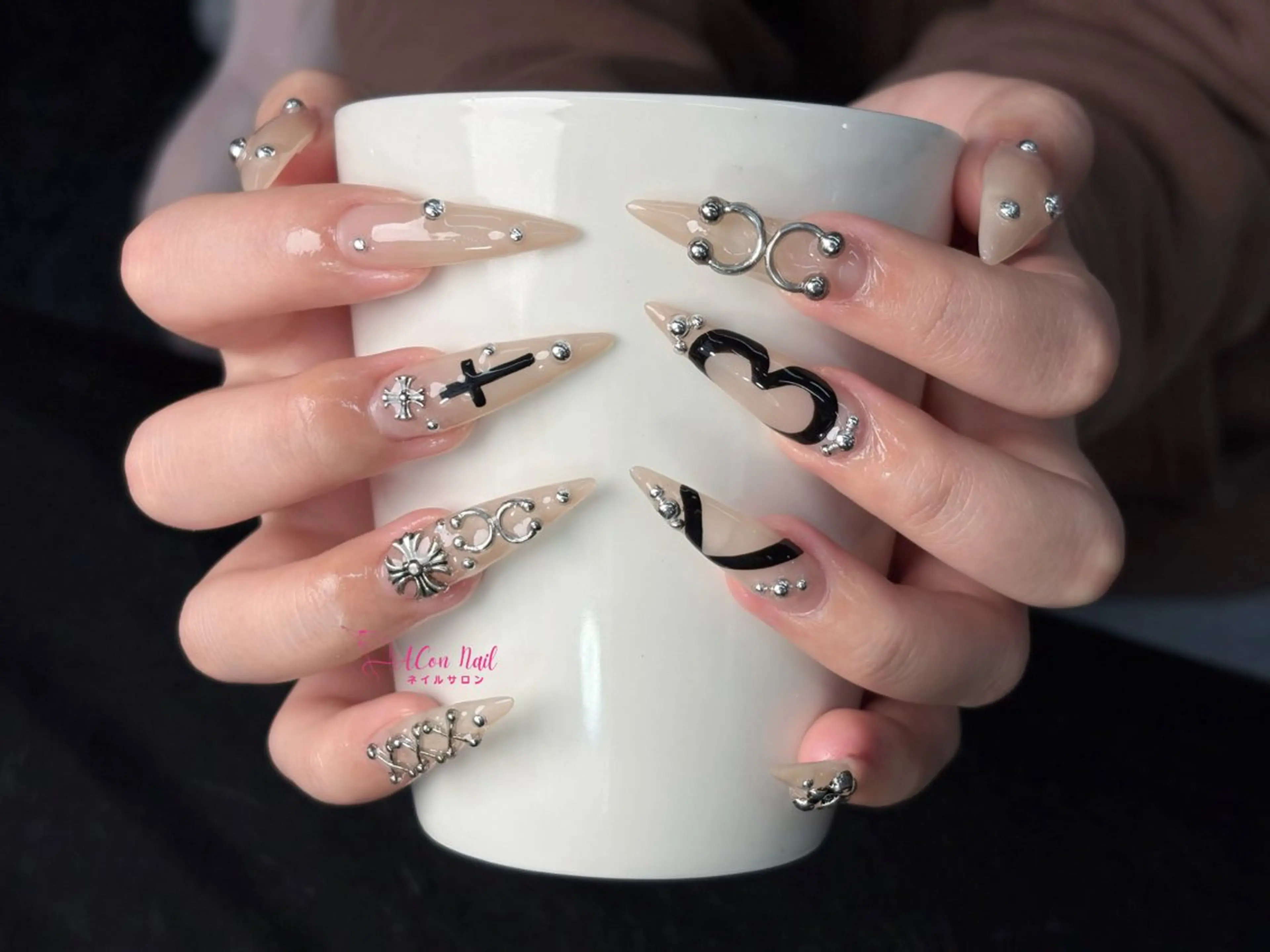 ネイル 桜ネイル 長さ出し フラワーネイル フレンチネイル ジェルネイル ハンドネイル ACon NailSalonのネイルデザイン