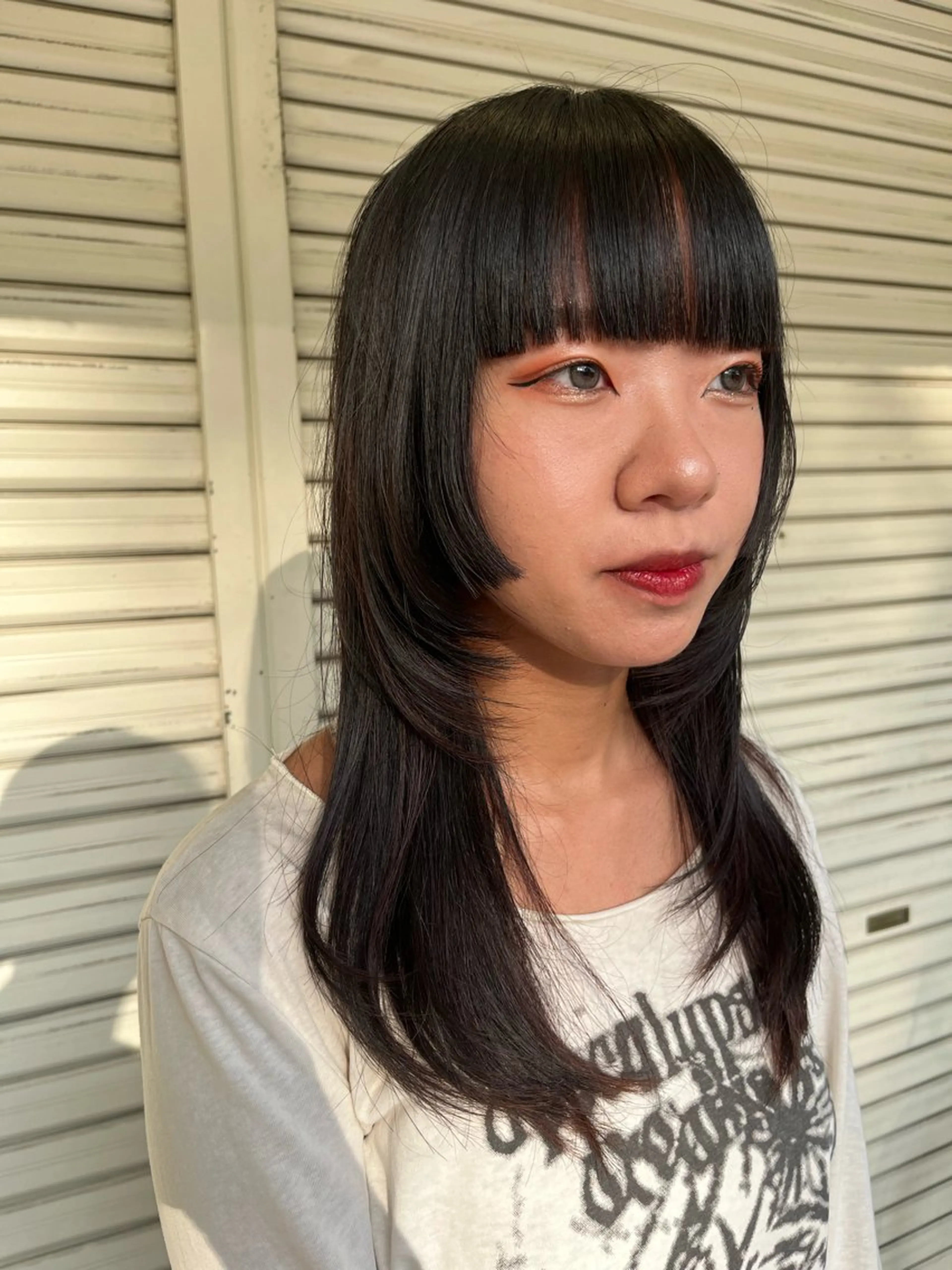 ロング 顔まわりレイヤー 顔周りカット レイヤーカット ウルフカット ウルフレイヤー FIX店長/名駅/ 国際センター/パーマのヘアスタイル