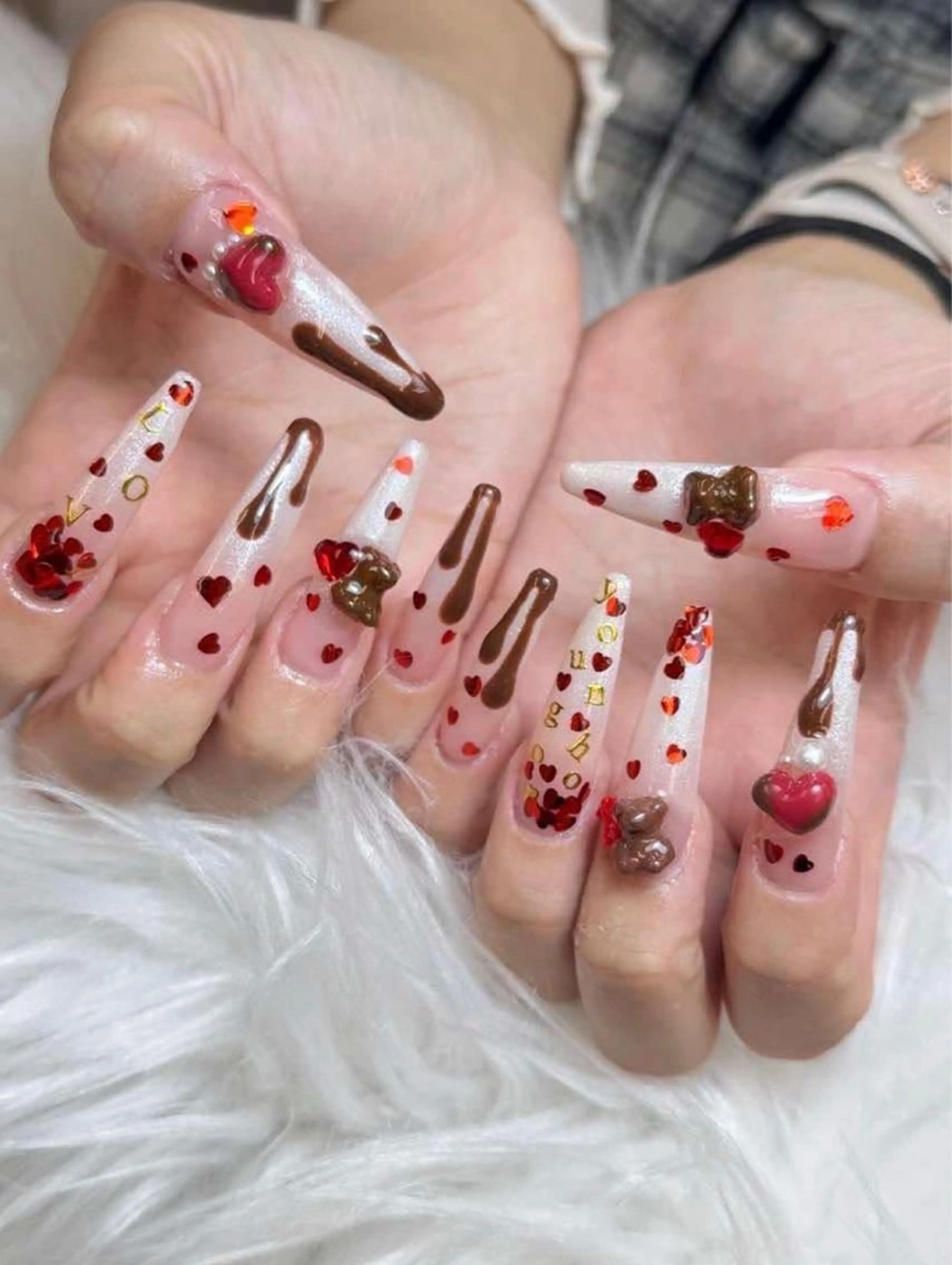 ネイル アートネイル オーロラネイル チークネイル 長さ出し フットネイル Chan nailsのネイルデザイン