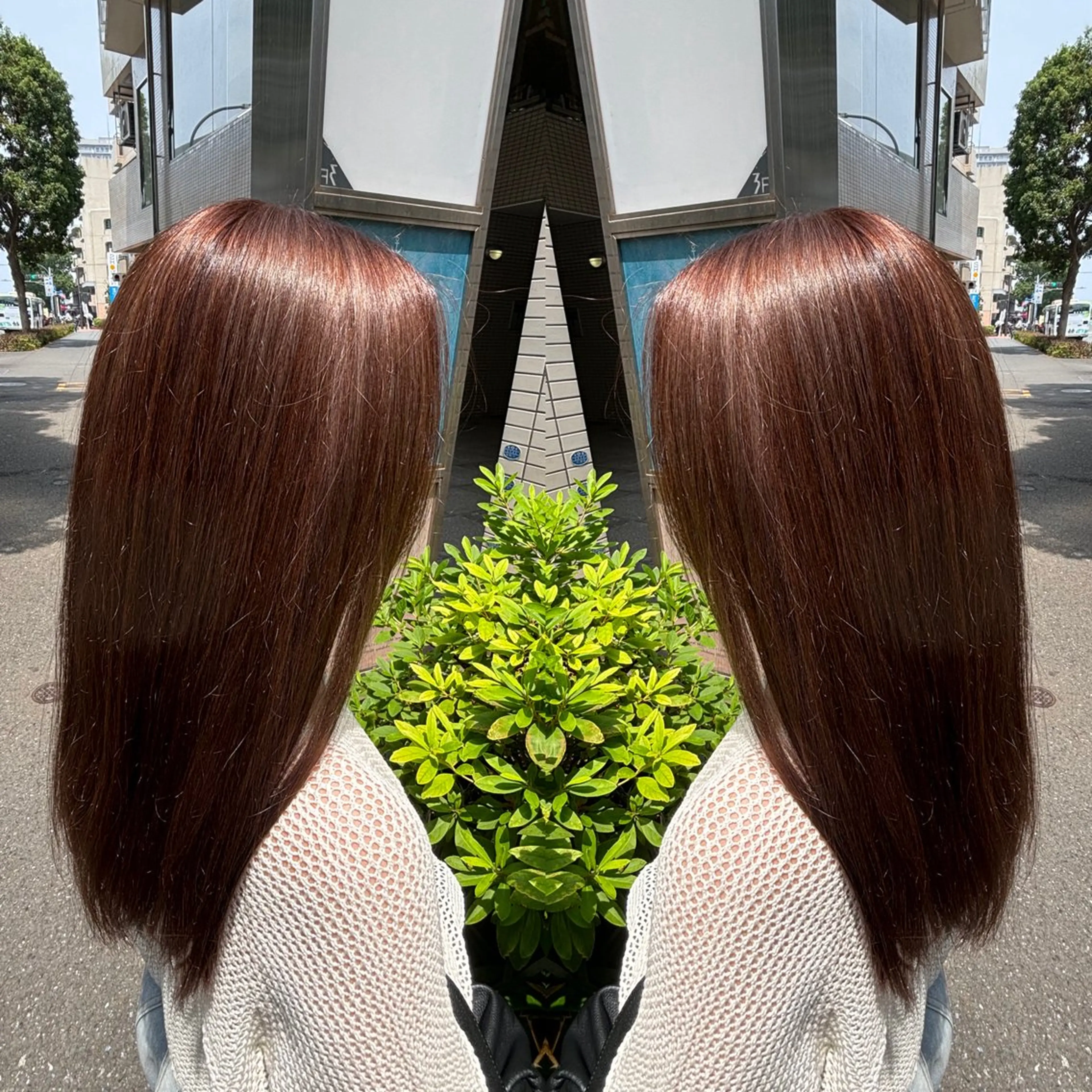 ミディアム カラー ハイライトカラー ハイライト カット ヘアカラー トリートメント 💎ハイトーン/艶 カラー モエカ💎のヘアスタイル