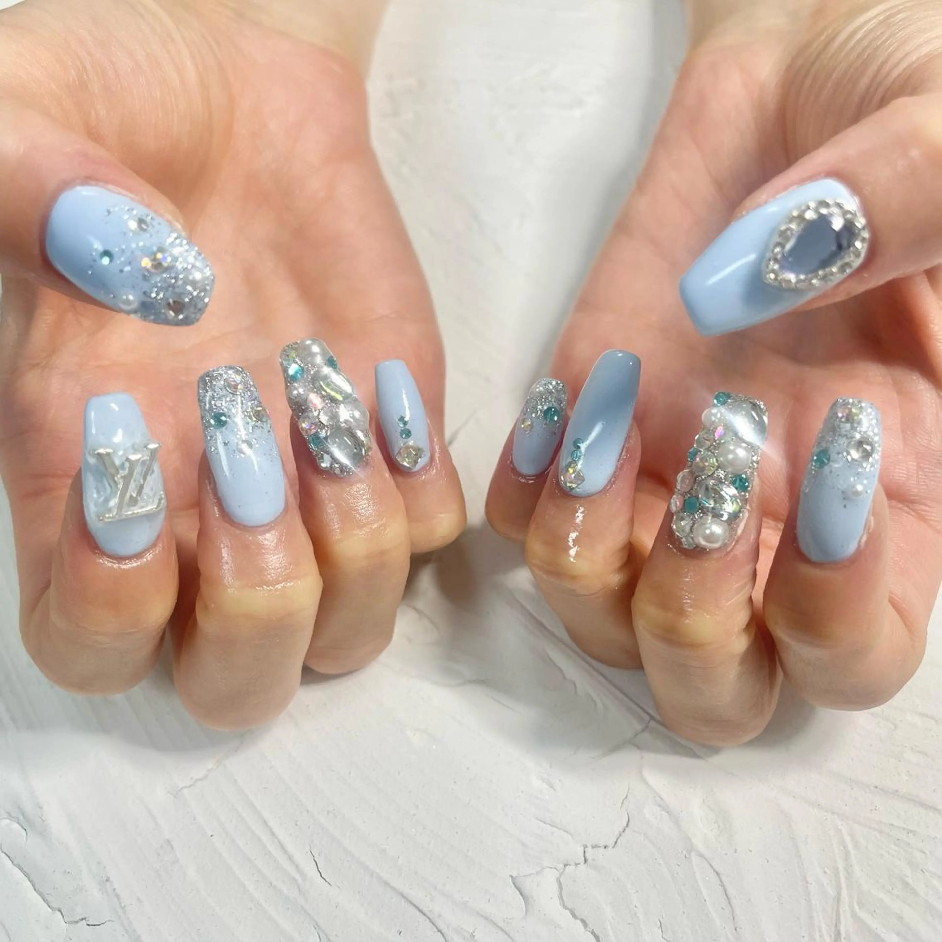 ネイル 水色 🎀AYAKO 🎀中韓ネイルのネイルデザイン