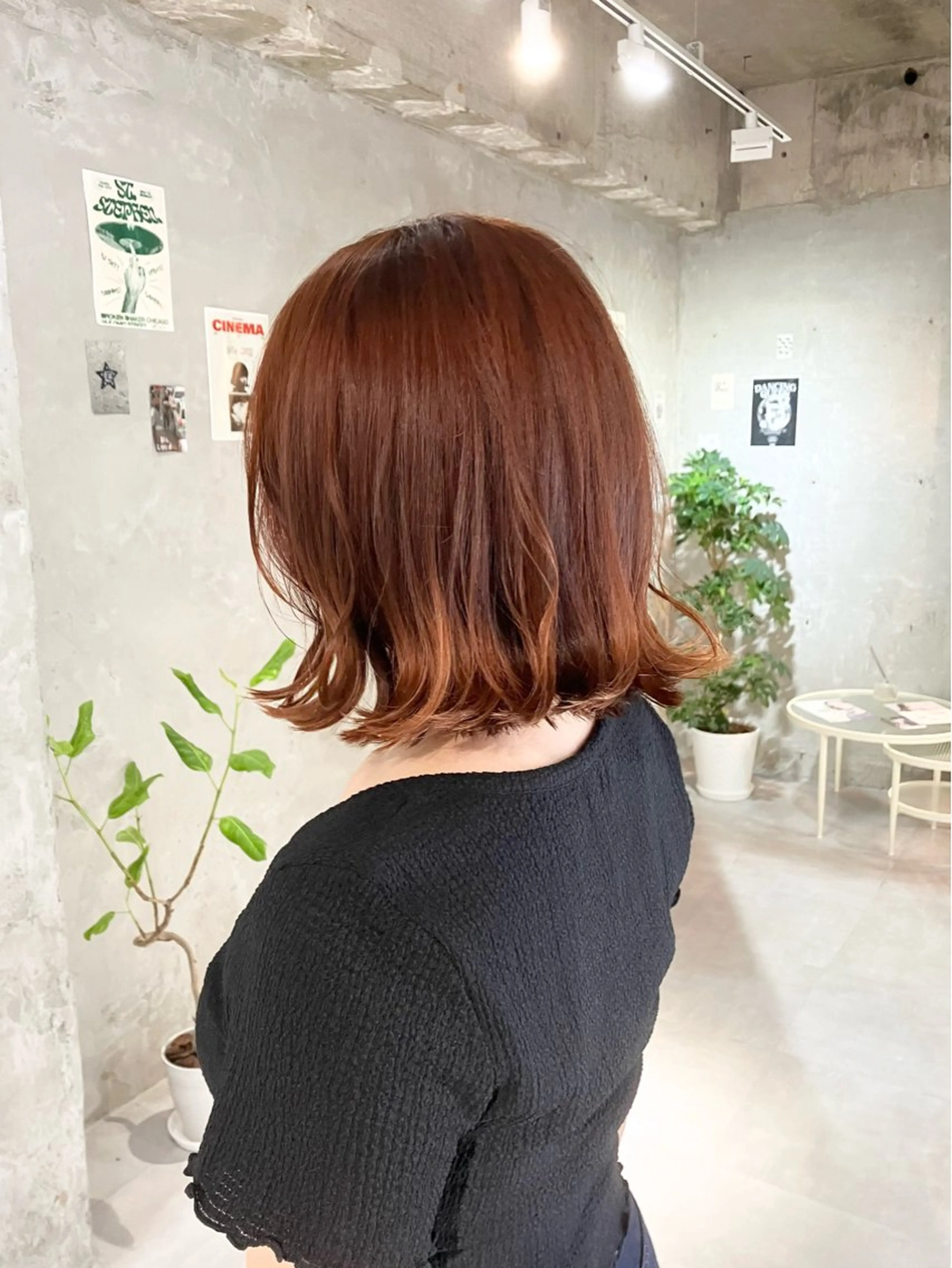 ミディアム カラー オレンジ カット パーマ トリートメント door white hideのヘアスタイル