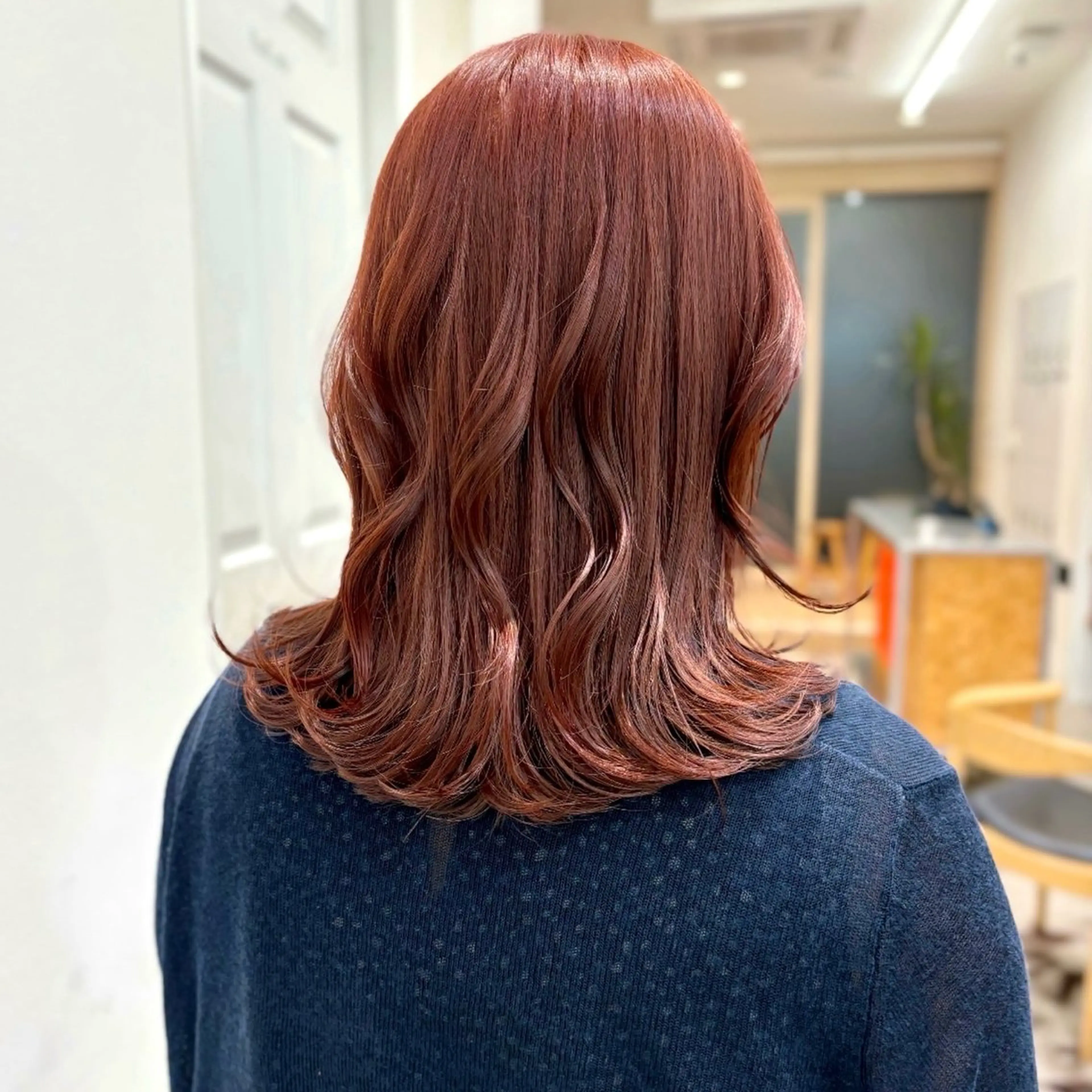 ミディアム カラー オレンジピンク パーマ/暖色/ボブ イワタテ🇰🇷のヘアスタイル