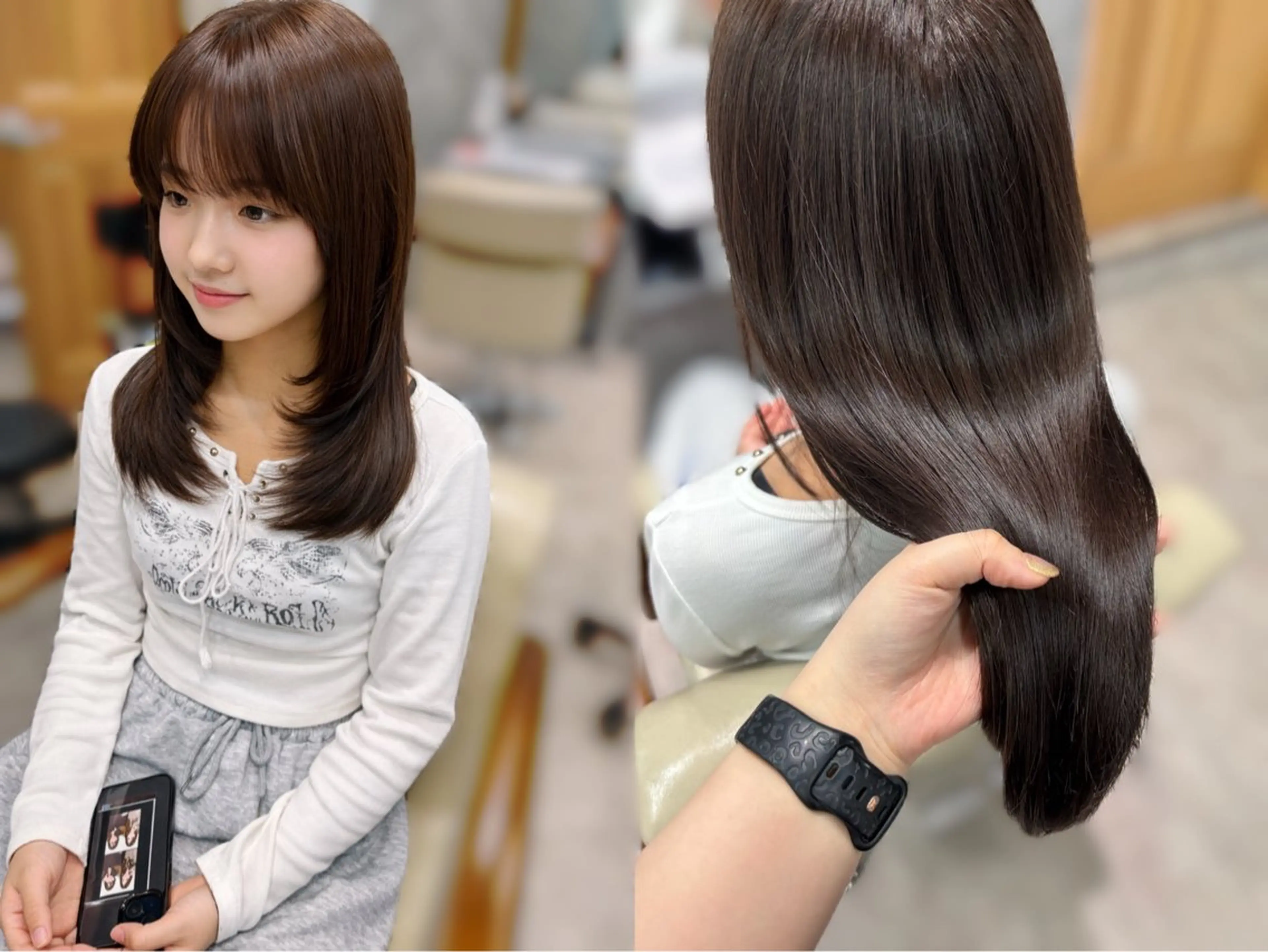 ミディアム カット ヘアカラー MIHO 海外風レイヤーのヘアスタイル