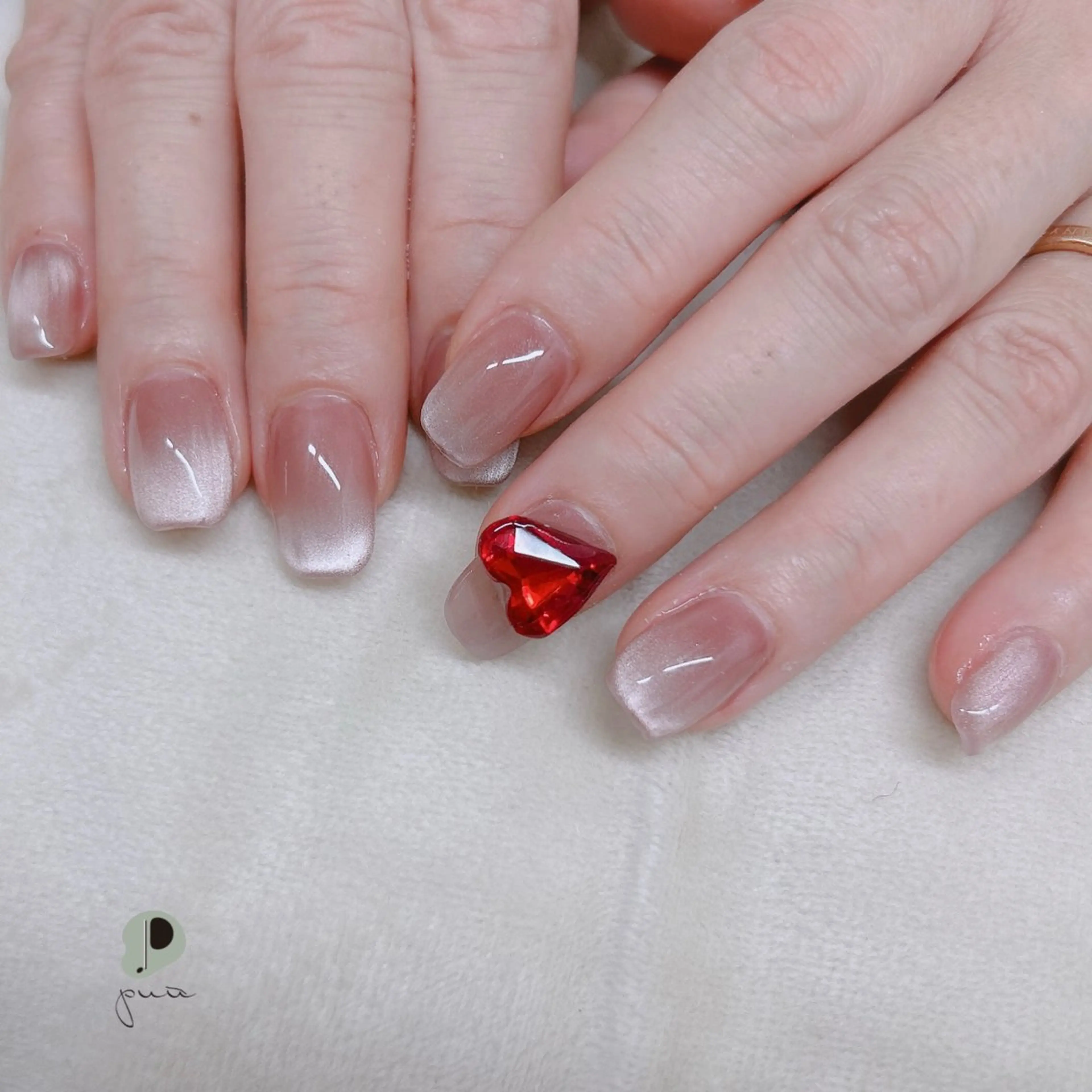 ネイル ハート マグネットネイル マグネットワンカラー ワンカラーネイル スカルプネイル ハンドネイル Nail salon puu kyotoのネイルデザイン