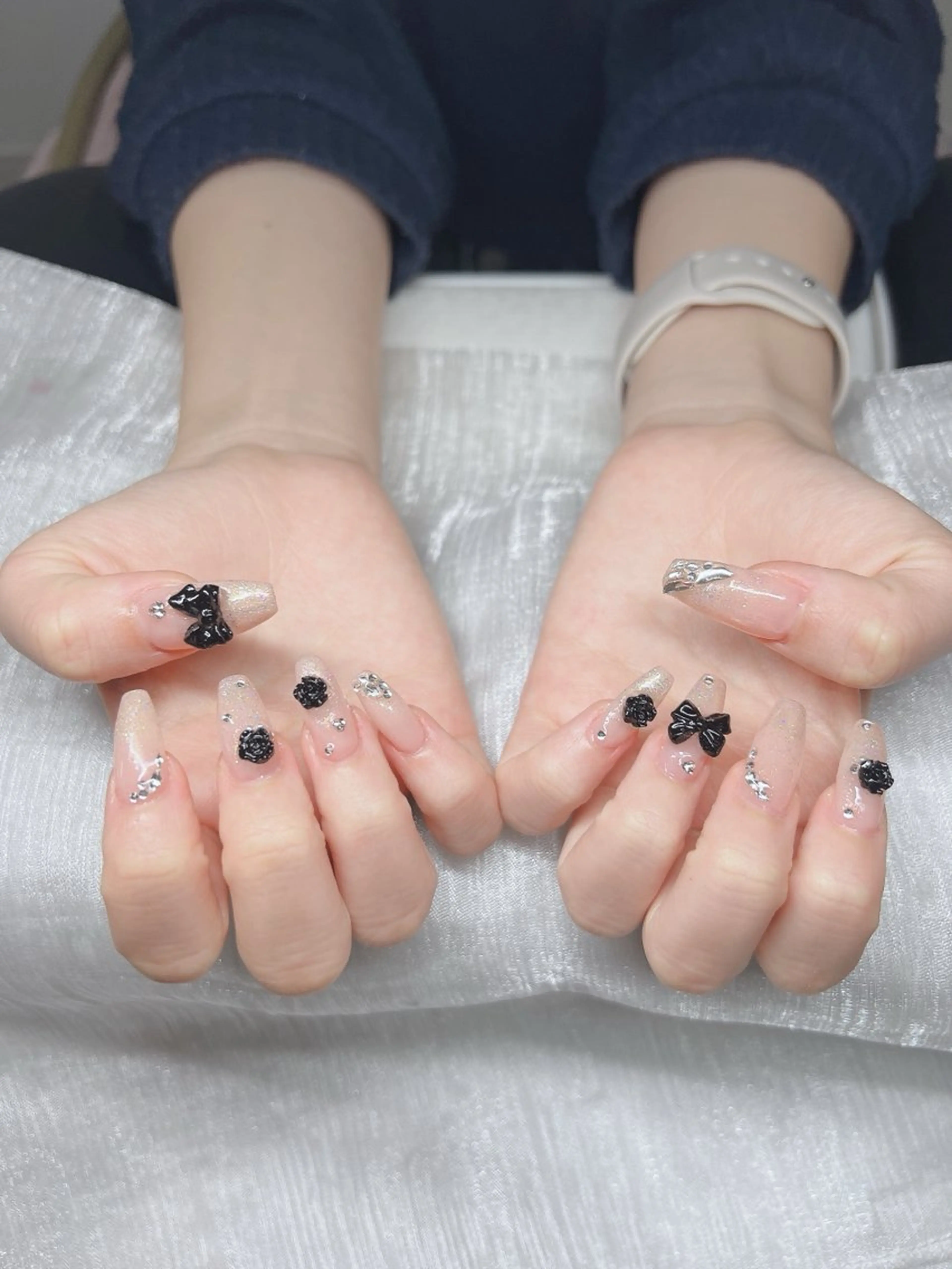 ネイル 長さ出し グラデーション キラキラネイル マグネットネイル ニュアンスネイル ハンドネイル Lee Nails チップ長さだし専門店のネイルデザイン