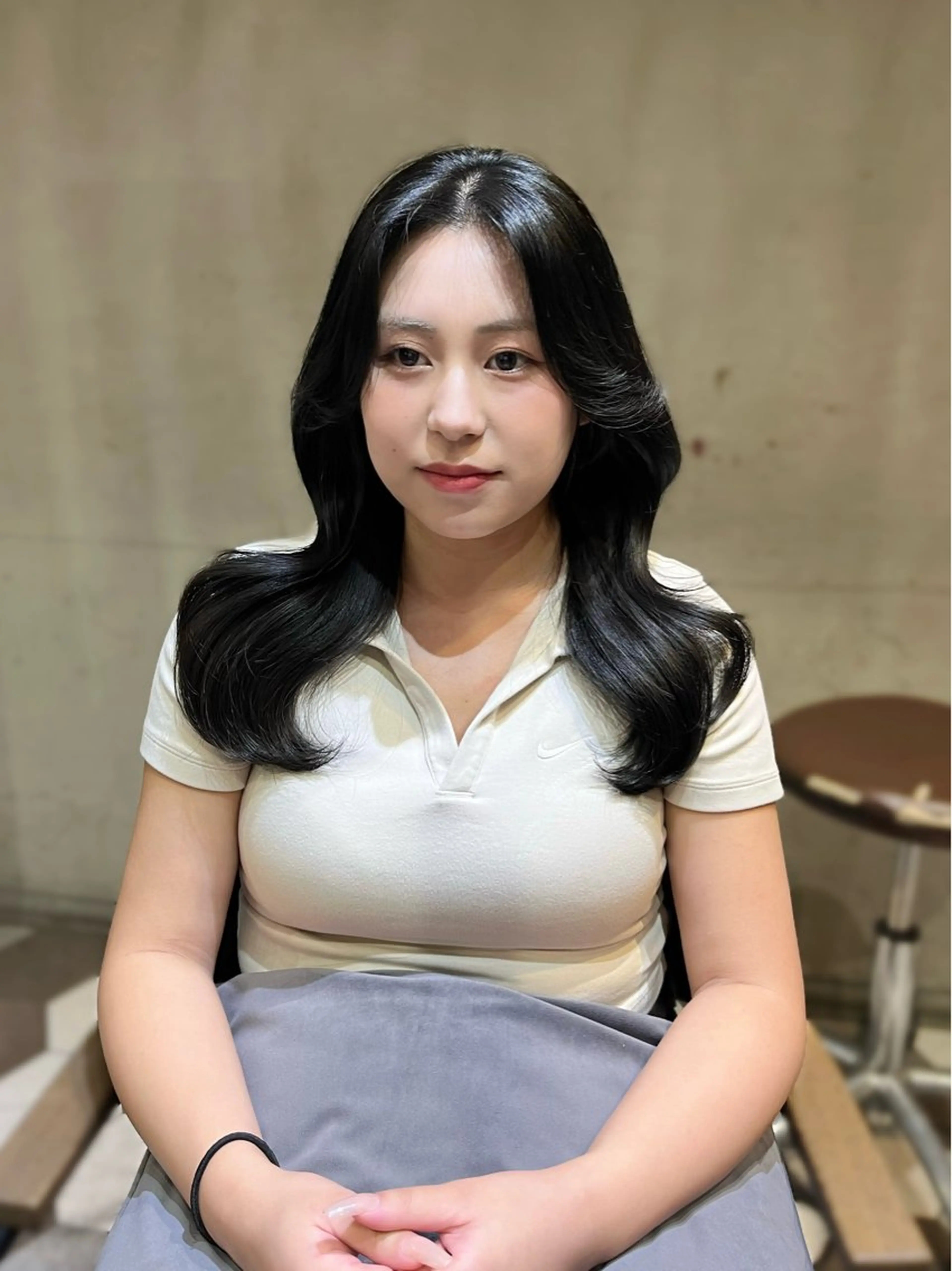 カラー ヘアアレンジ 黒髪 ブルーカラー ブルーブラック カット ヘアカラー 似合わせ顔まわり カット💛森尾真由美のヘアスタイル