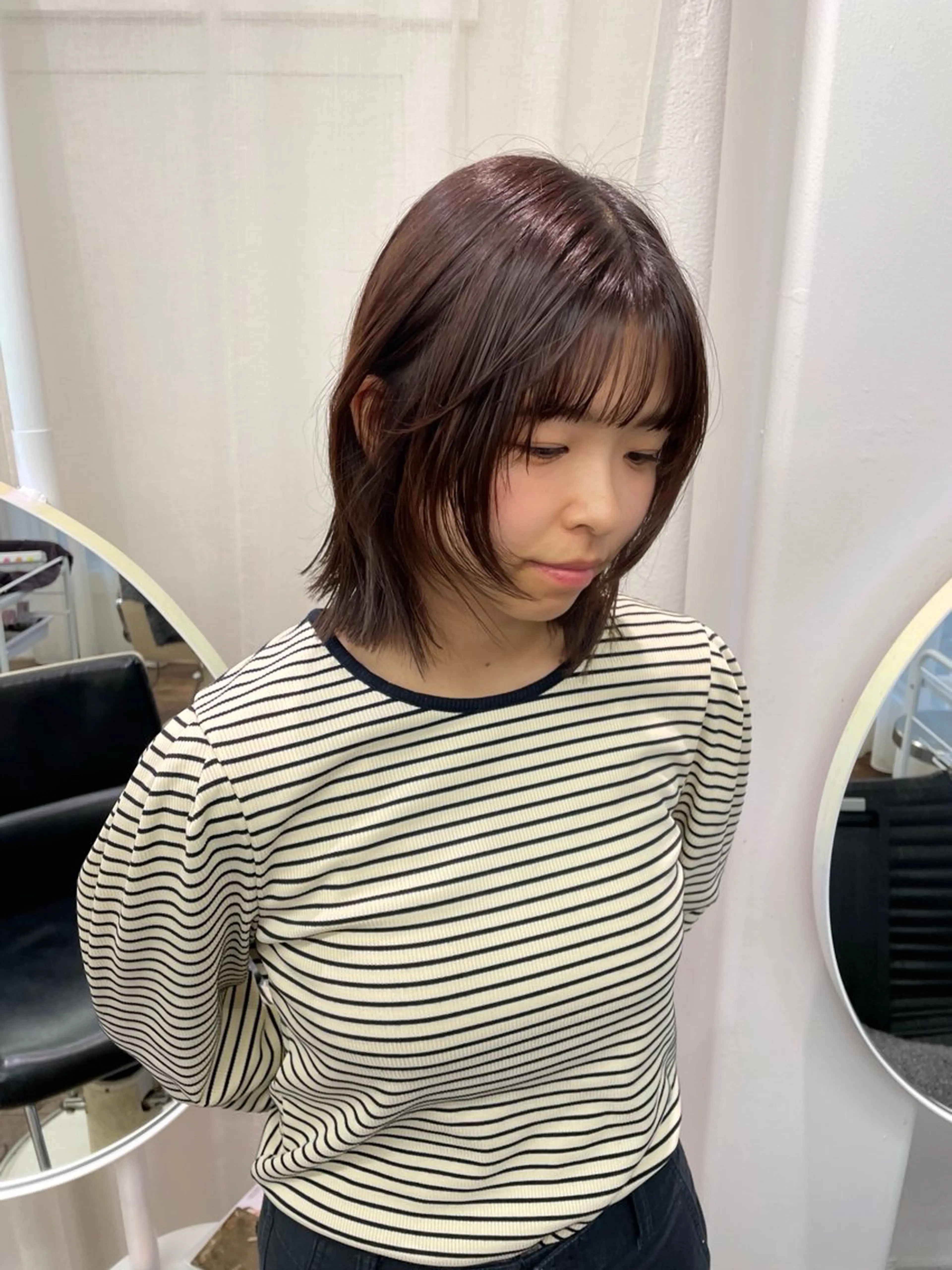 ミディアム カラー レイヤーカット 小顔カット カット ヘアカラー トリートメント レイヤーカット🎀 kanaのヘアスタイル