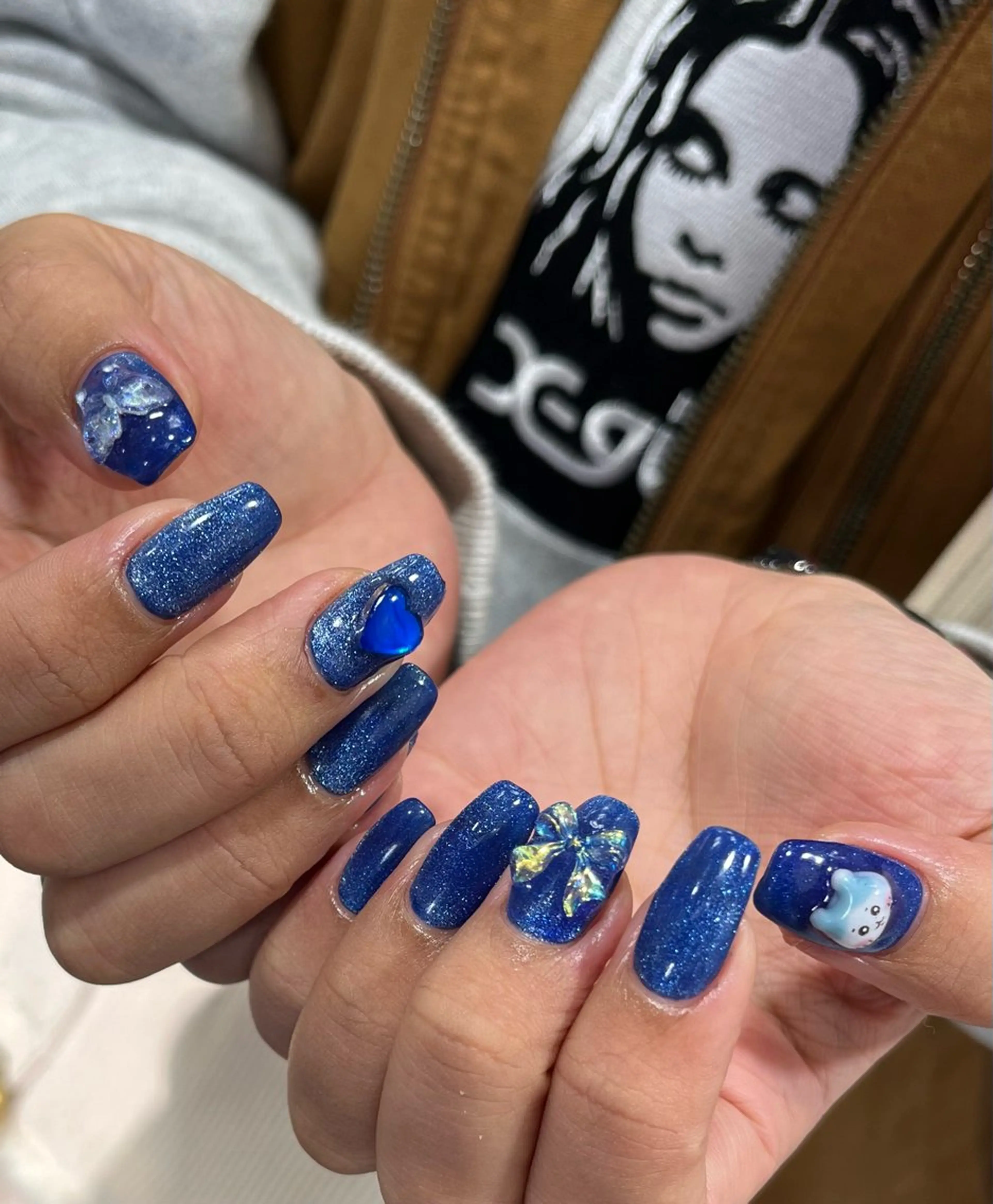 ネイル ブルー ハート キラキラネイル ラメ(グリッター) マグネットネイル para ☀︎ sol by BECK所属・Para Sol nail　Maoのネイルデザイン