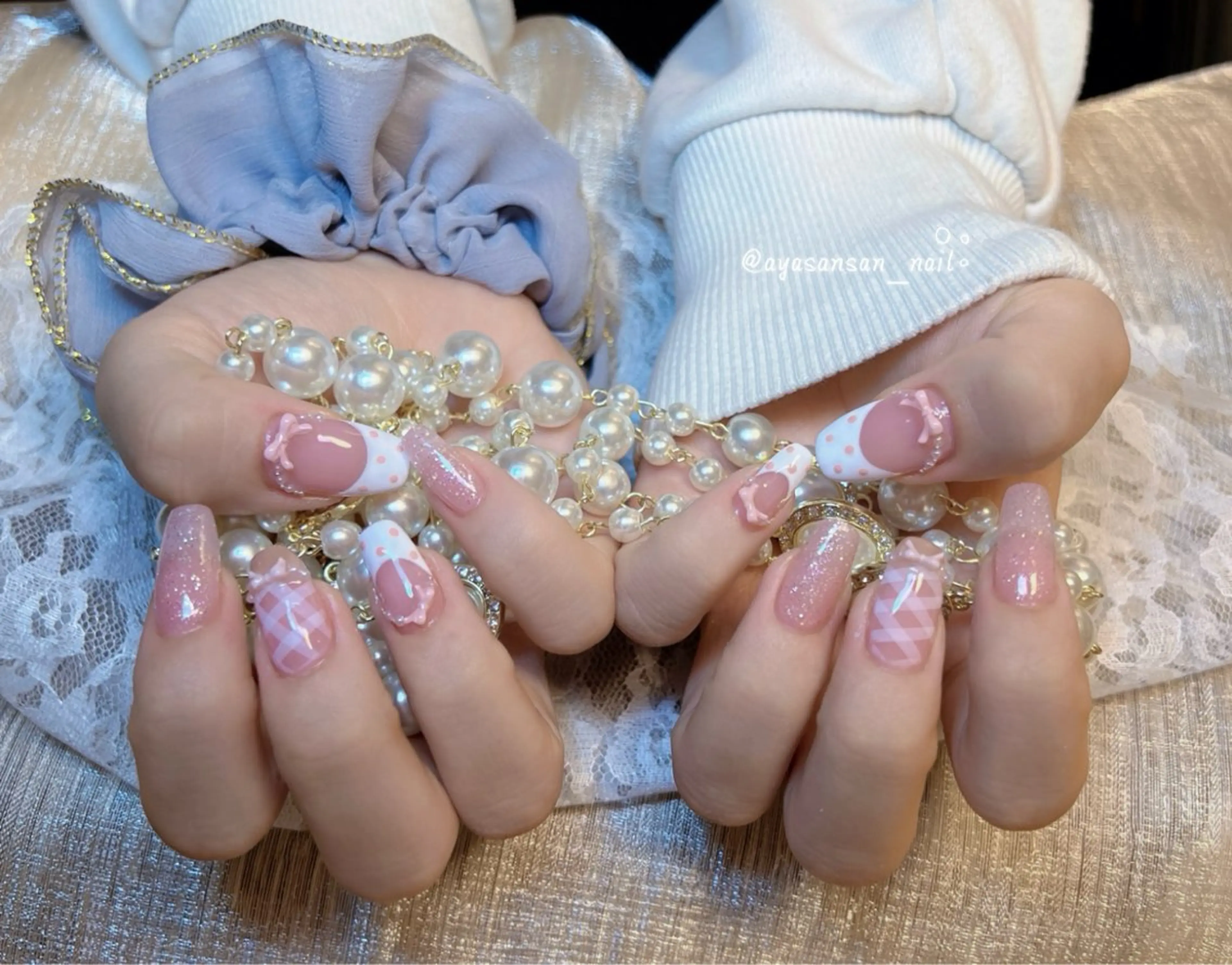 ネイル ハンドネイル ハンドケア あや✨🌸長さだし カワイイ系ピンク専門のネイルデザイン