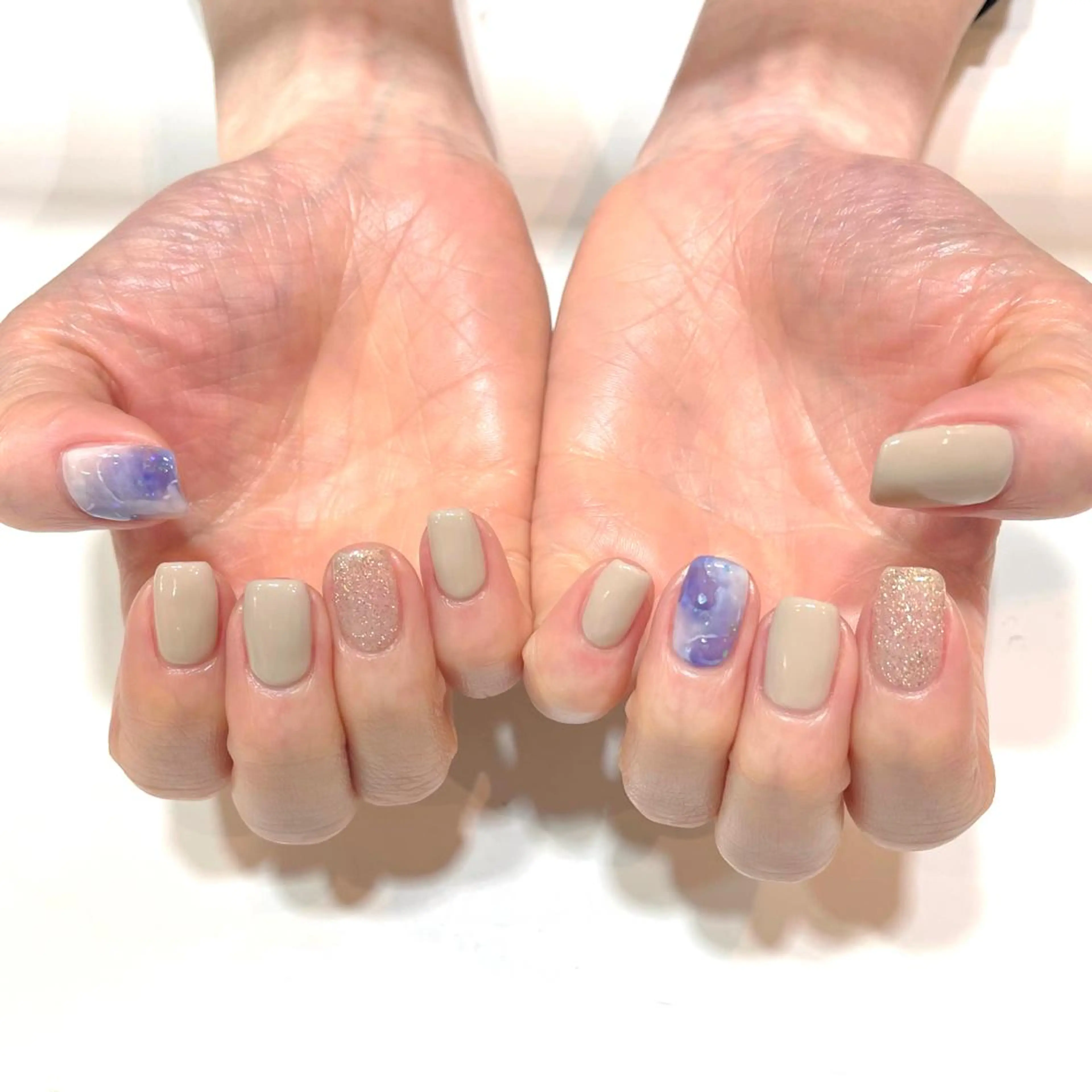 ネイル ブルー クリアネイル ラメ(グリッター) MADDYNAILS ✴︎柏痛ネイルのネイルデザイン