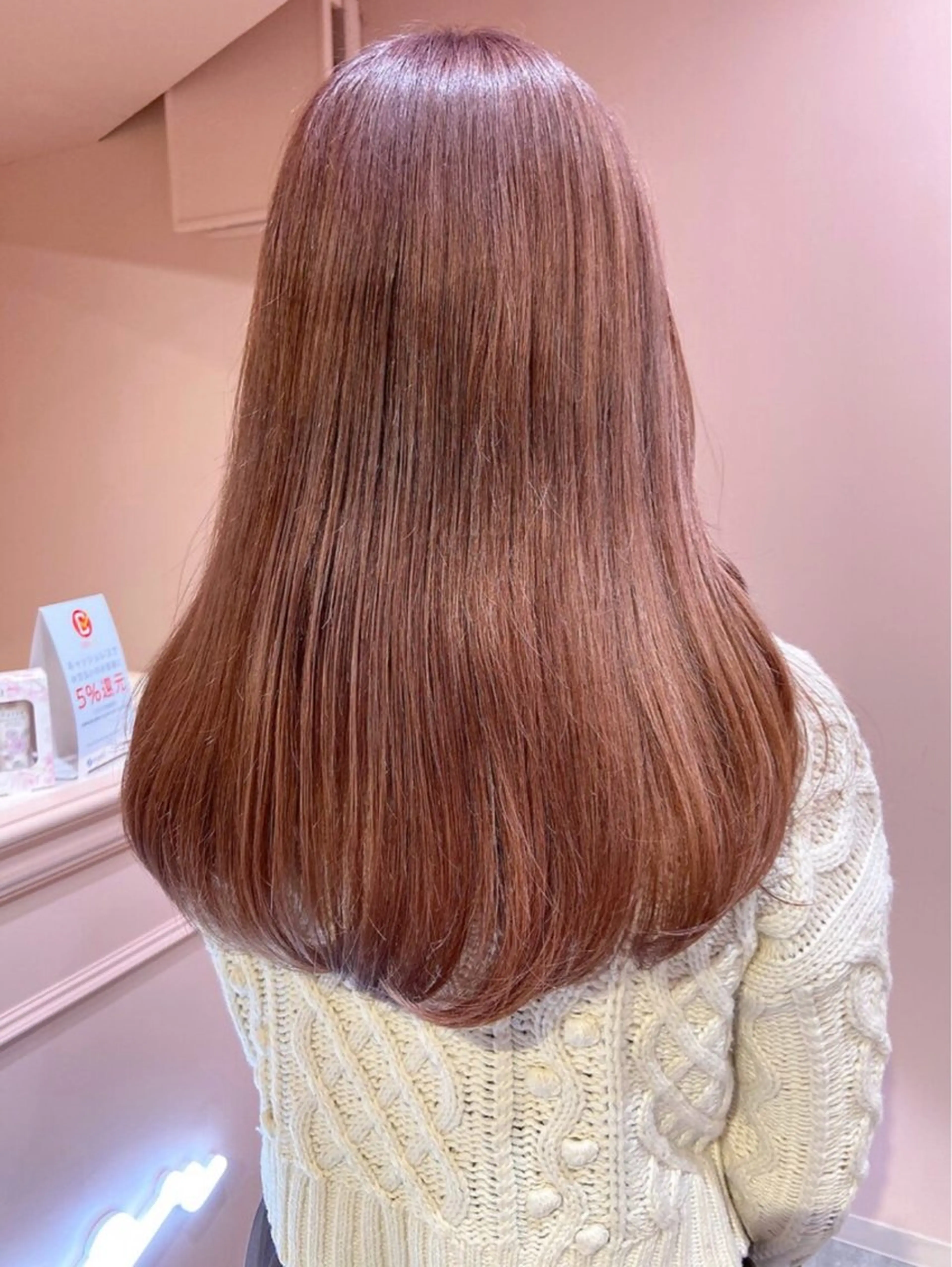 ミディアム カラー ブリーチ ピンクカラー 透明感カラー/ハイト ーン/Airi🎀のヘアスタイル