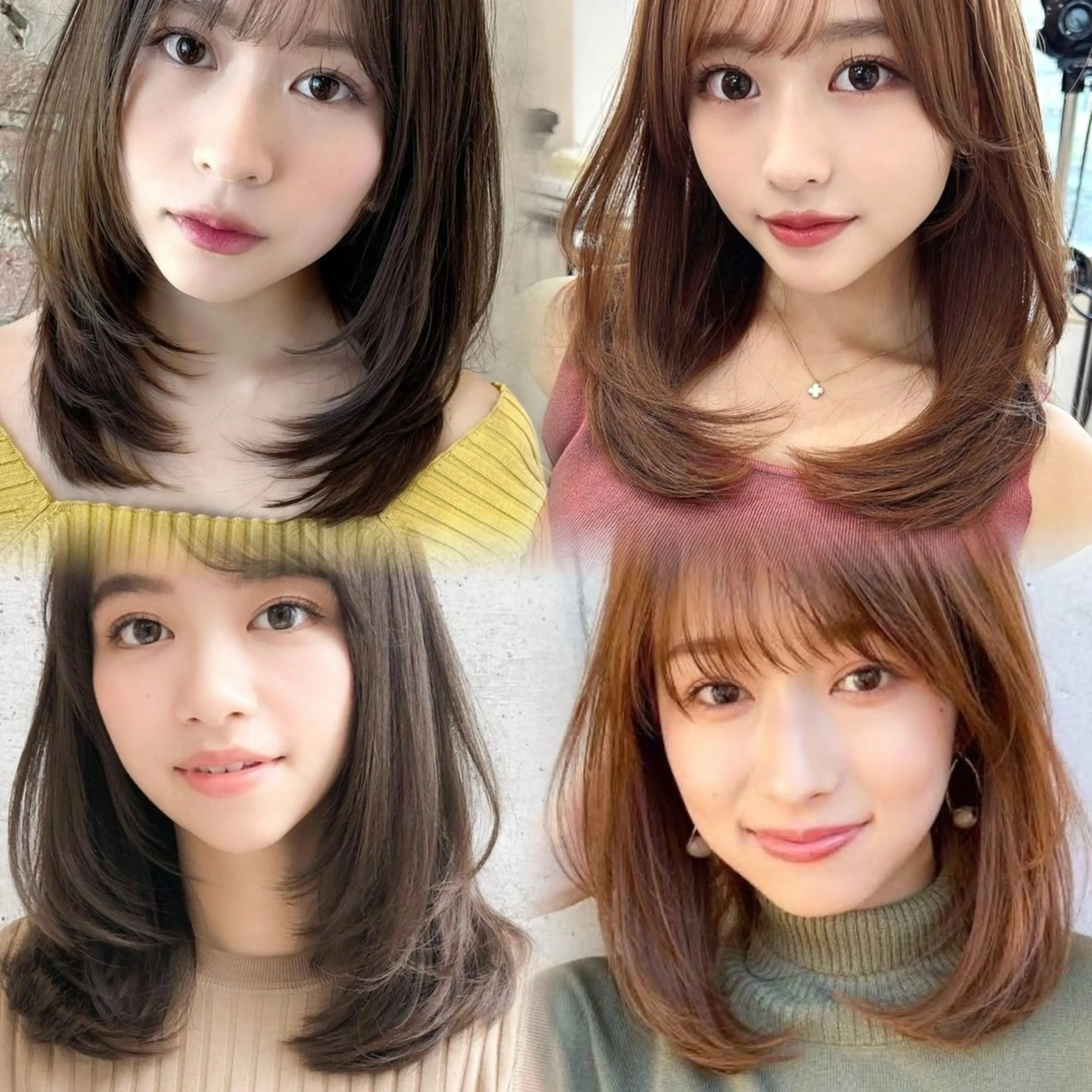 ミディアム カット ❤️ブリーチなし💚 ダブルカラー平野実花のヘアスタイル