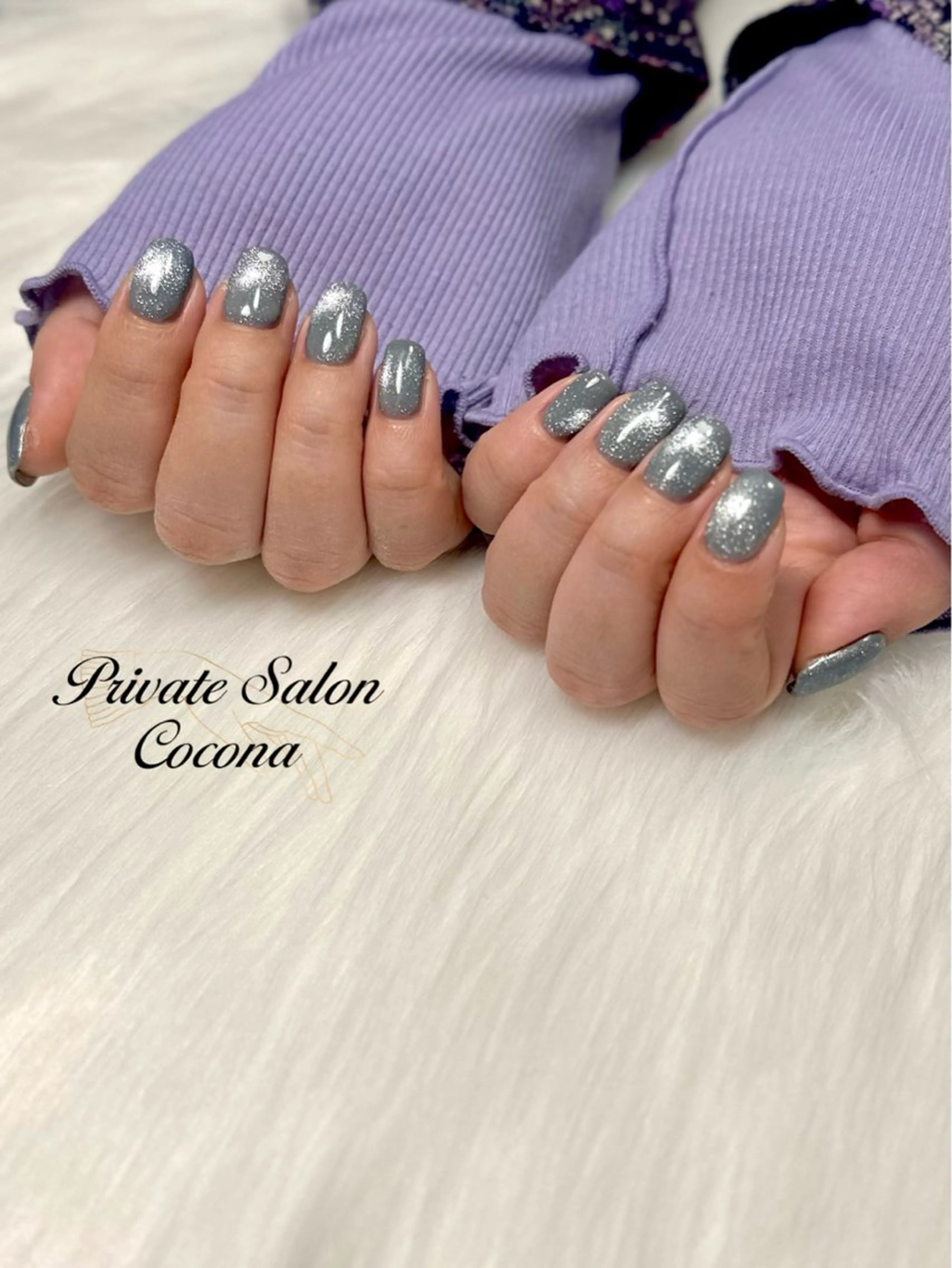 ネイル ブルー マグネットネイル ハンドネイル プライベートサロン nailcoconaのネイルデザイン