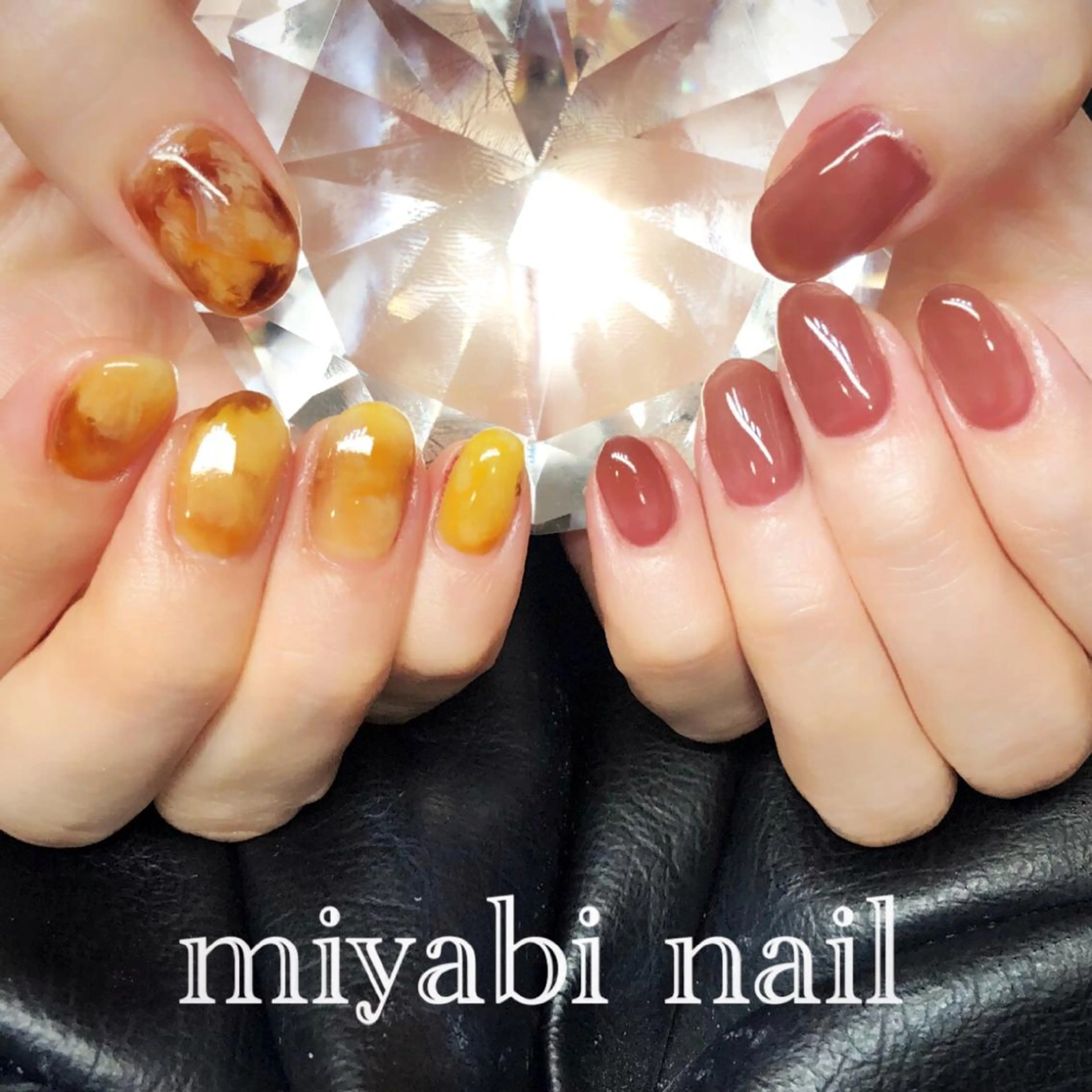 ネイル アートネイル べっ甲ネイル 持ち込み ニュアンスネイル ハンドネイル miyabi nail 桂川駅近くのネイルデザイン