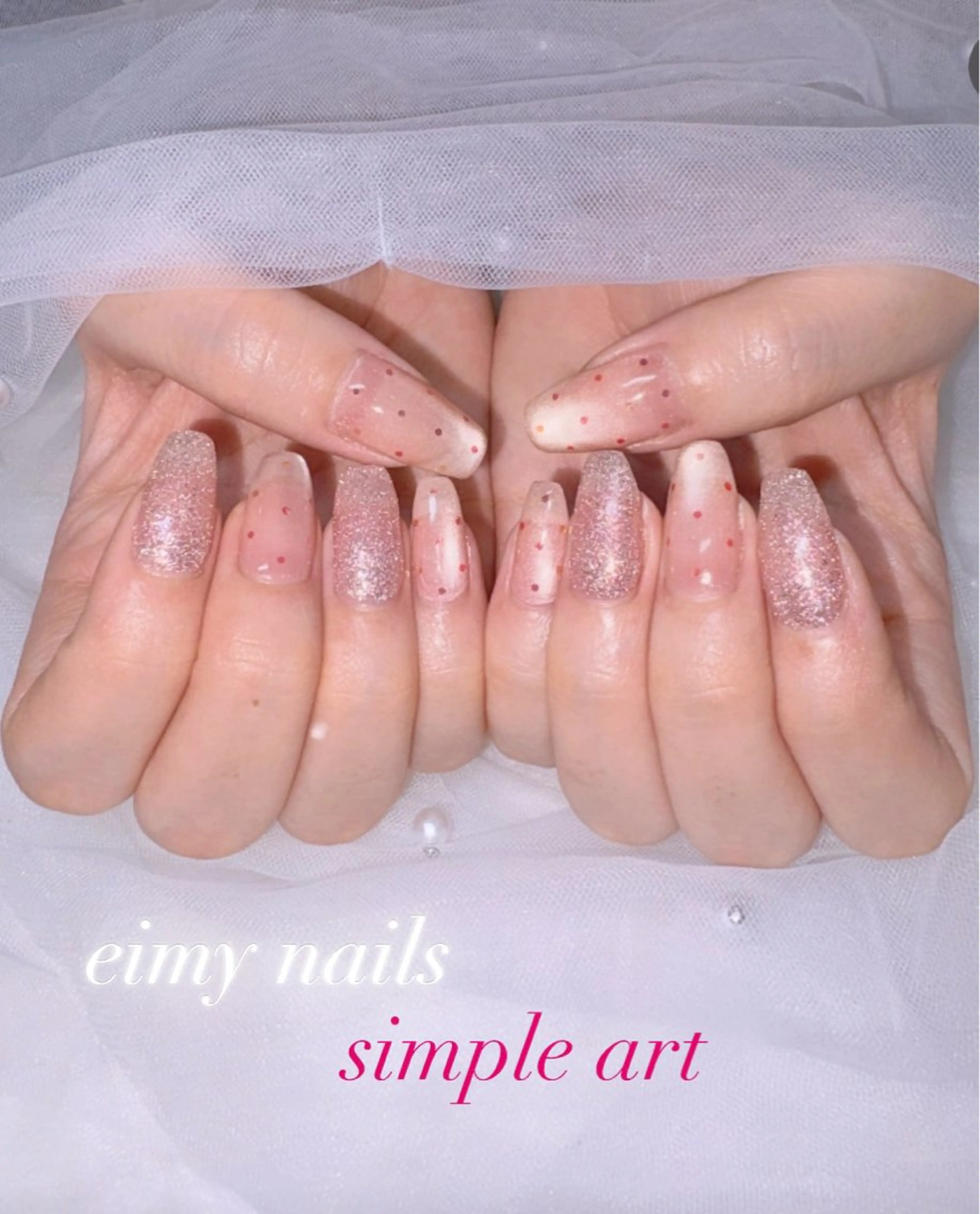 ネイル ドット フラッシュネイル ラメ(グリッター) マグネットネイル ピンク ハンドネイル eimy nails♡のネイルデザイン