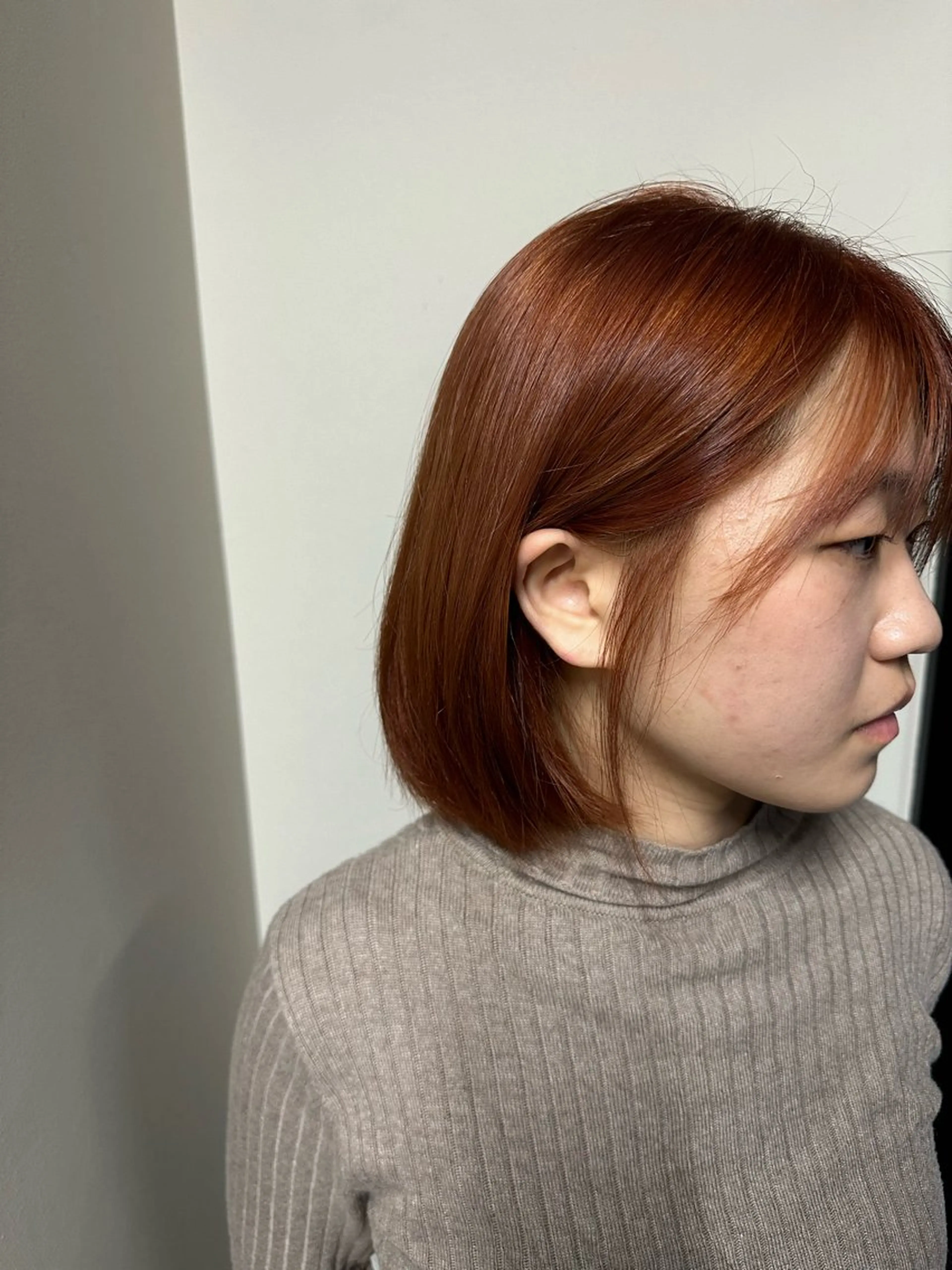 ミディアム カラー ブリーチ ブラウンカラー オレンジ オレンジブラウン 平日オススメ✨ プチプラ✨山下のヘアスタイル