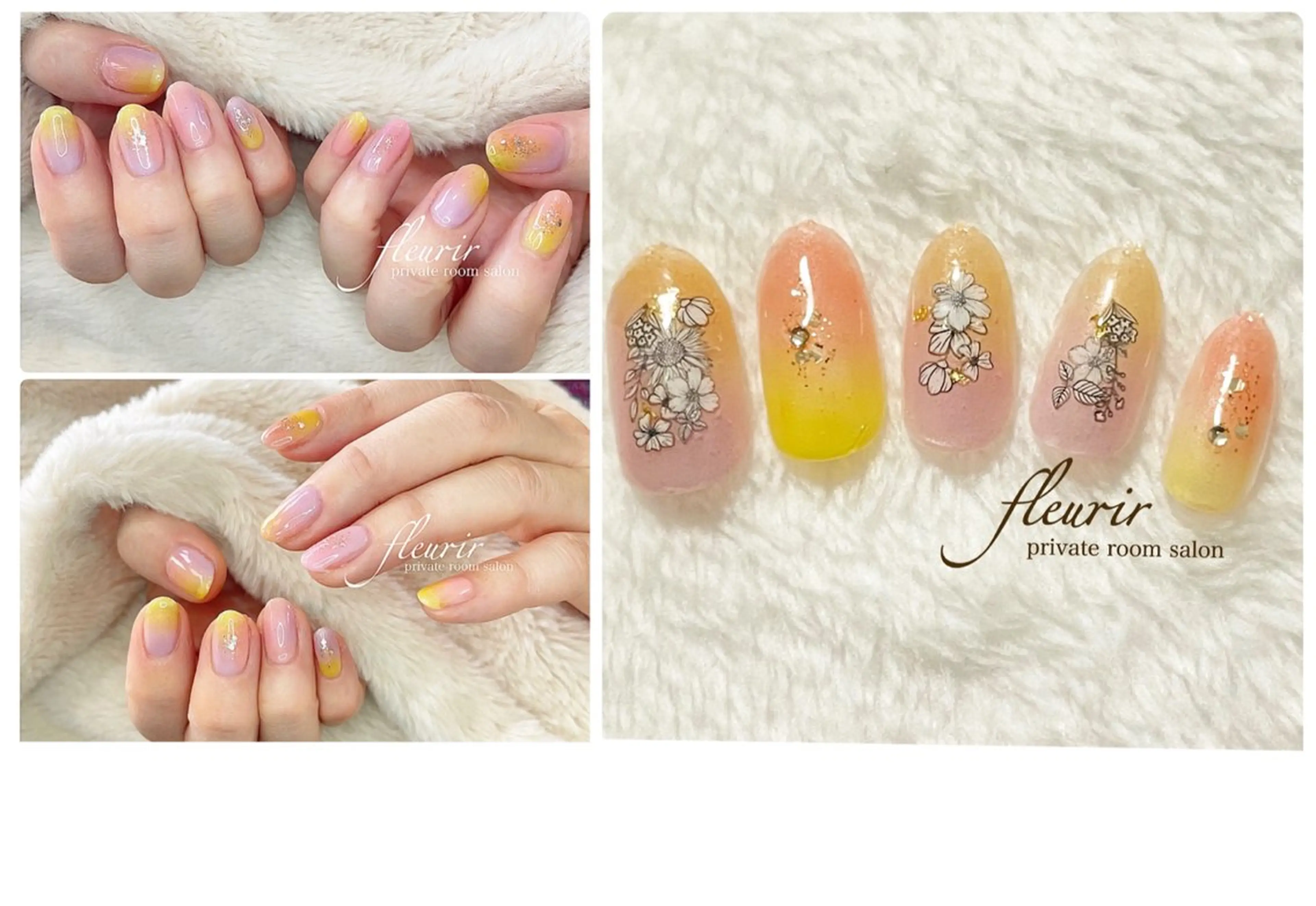 ネイル ラメ(グリッター) オレンジ パープル シンプルネイル 春ネイル フルリール 【プライベートサロンのネイルデザイン