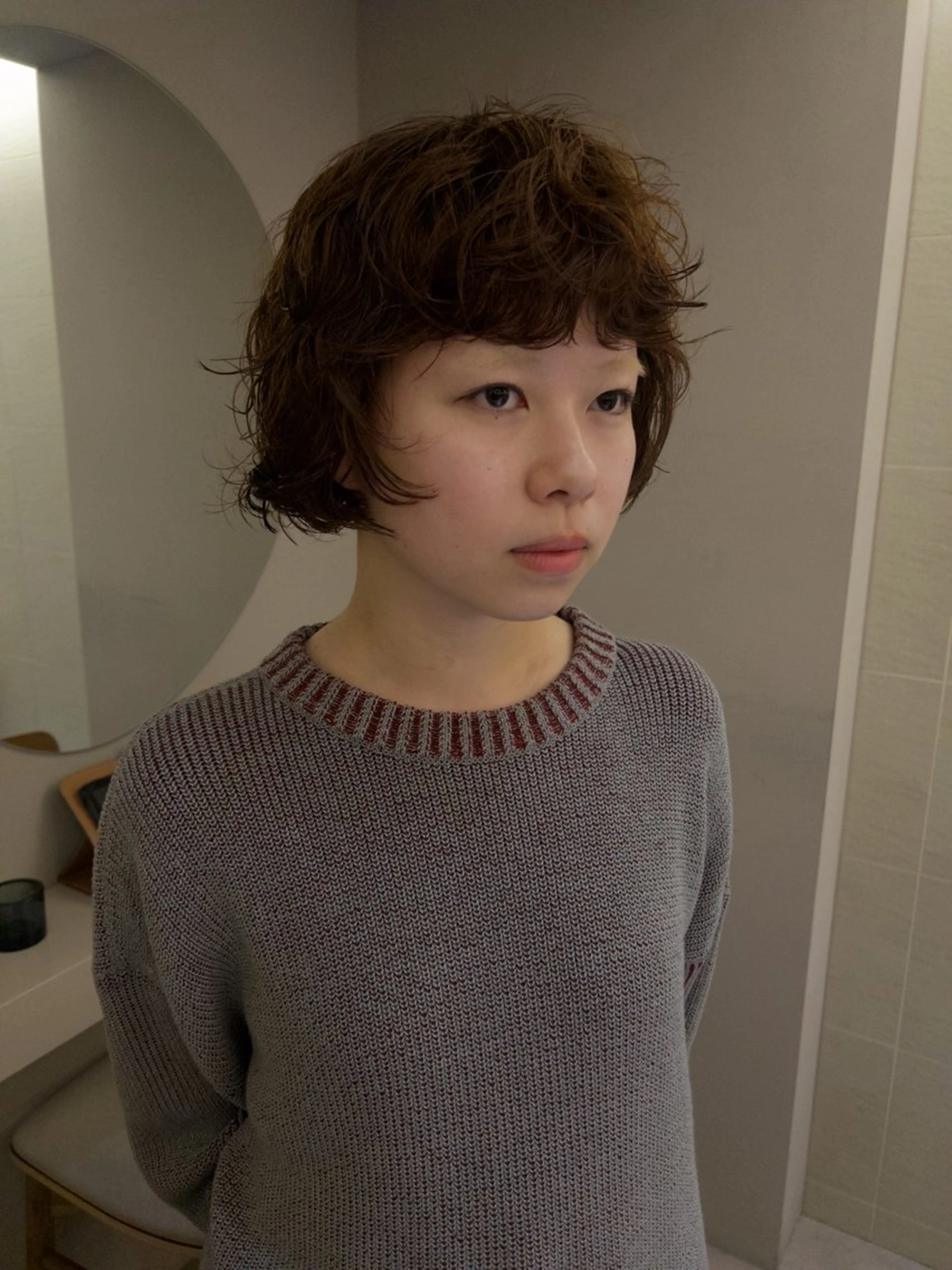 ミディアム パーマ manami /ショ ート/カットモデルのヘアスタイル