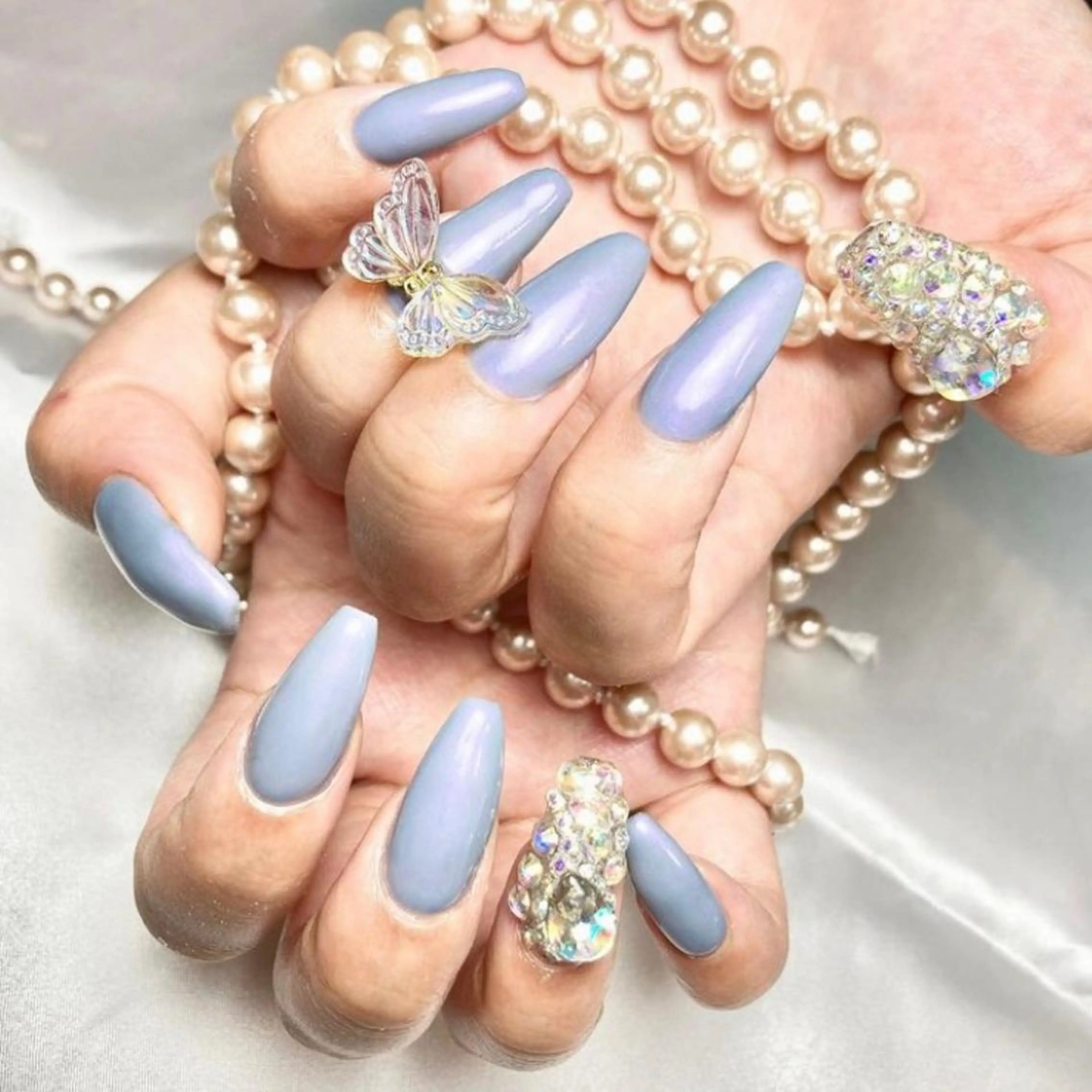 ネイル アートネイル オーロラネイル べっ甲ネイル ブルー ボルドー 韓国ネイル🇰🇷 miu/新大久保5分のネイルデザイン