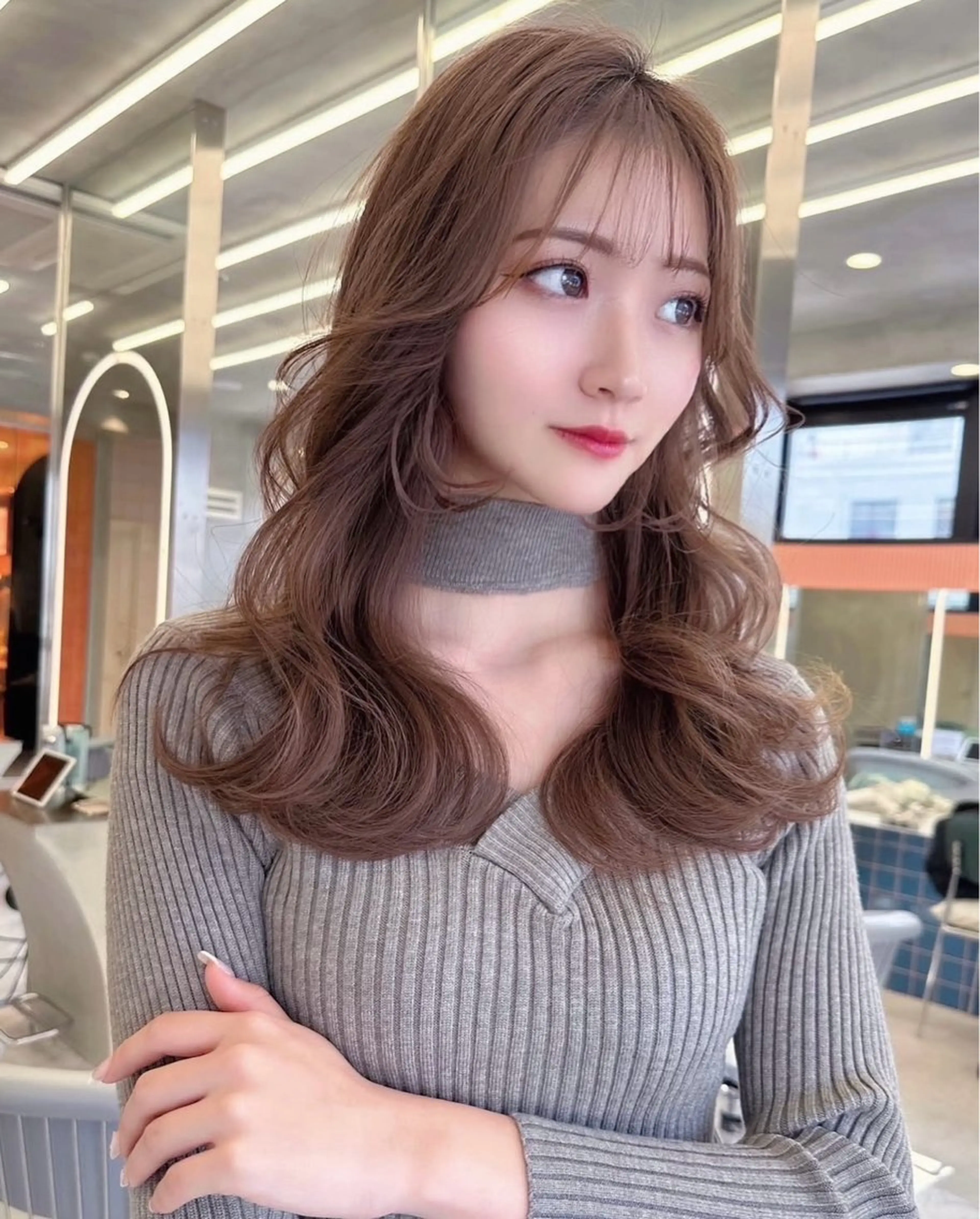 セミロング ヘアカラー トリートメント 透明感カラー/髪質 改善/里奈のヘアスタイル