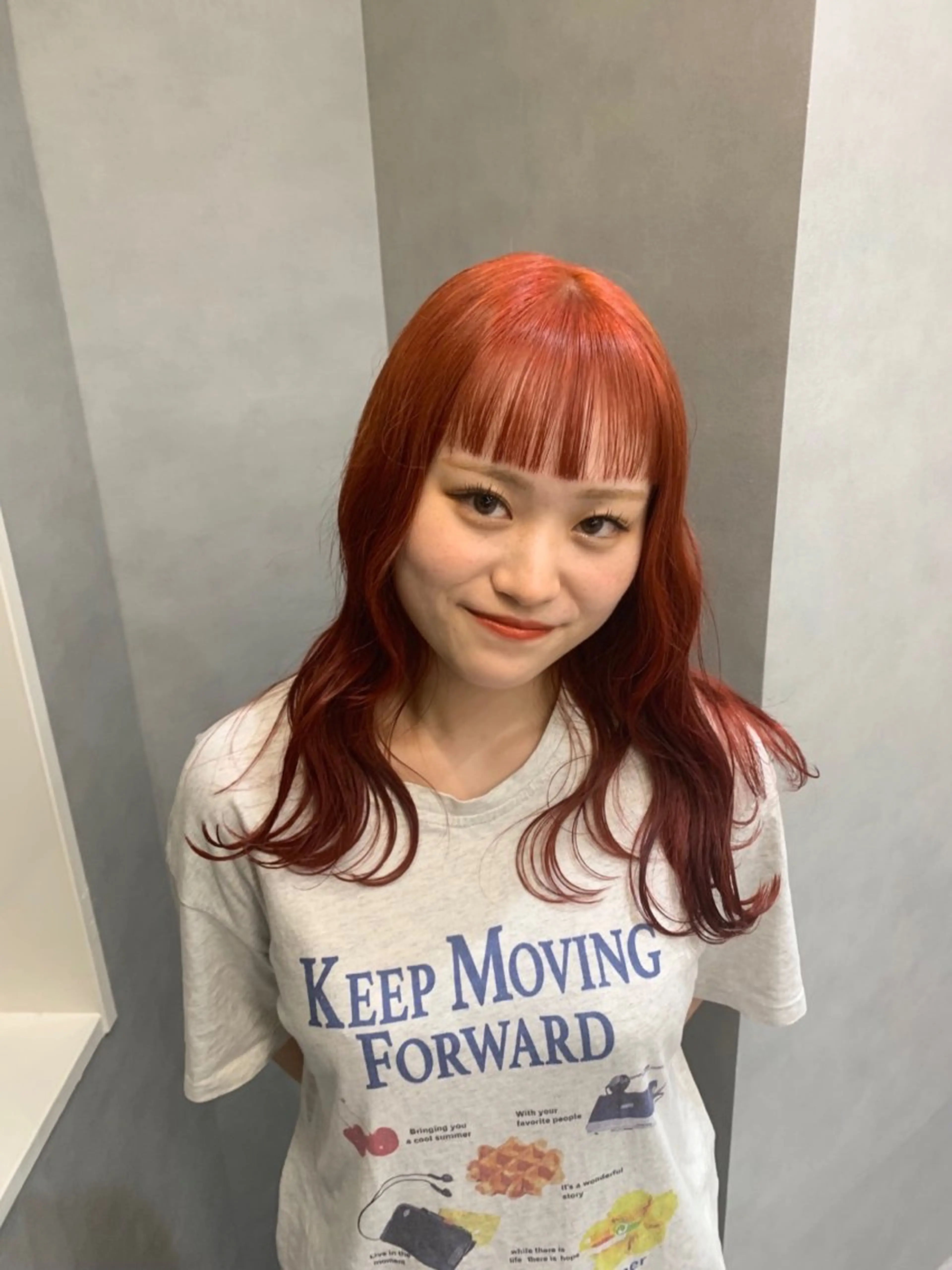 ショート カラー オレンジ amu/ブリーチなし ダブルカラーのヘアスタイル