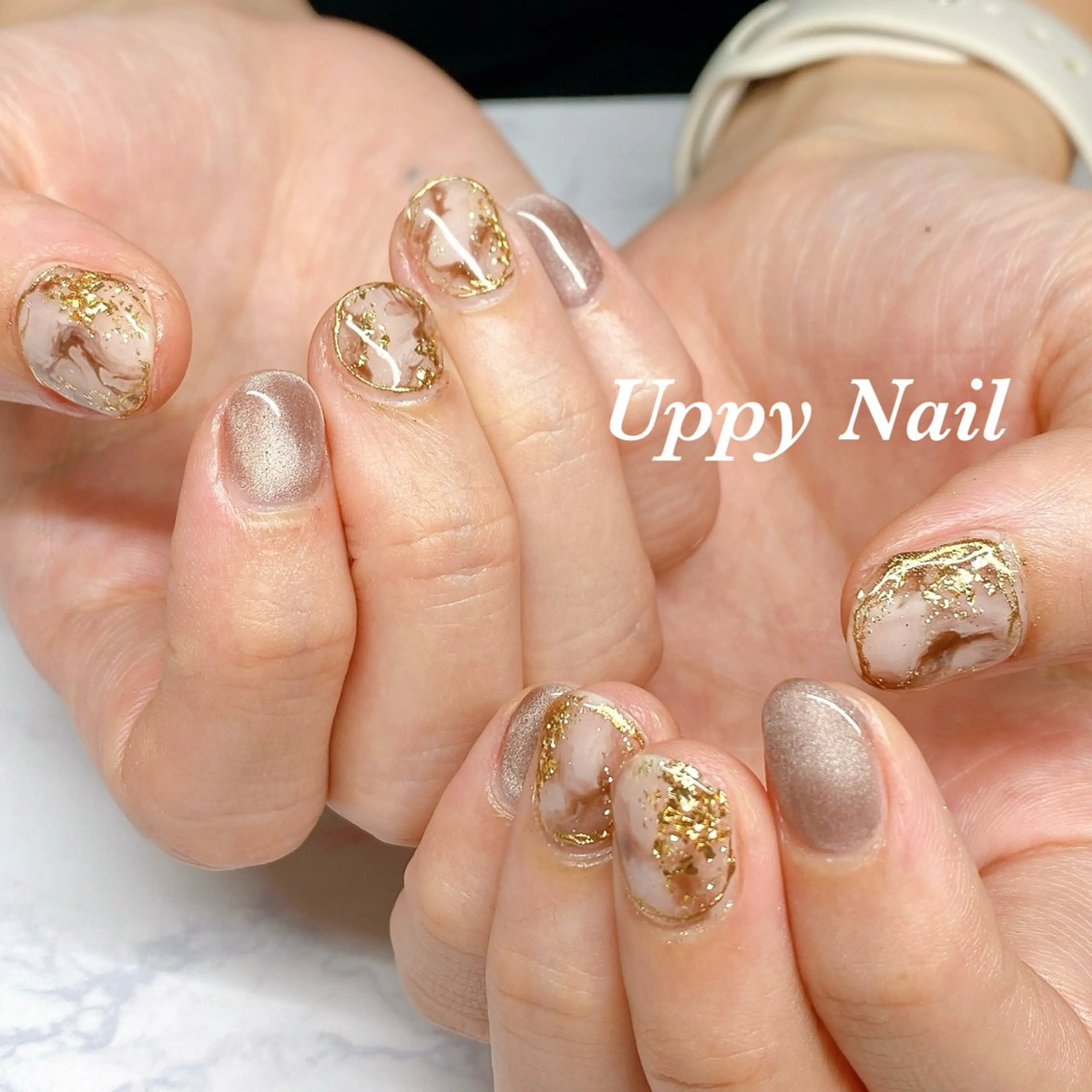 ネイル ブラウン ハンドネイル Uppy Nail ukyoのネイルデザイン