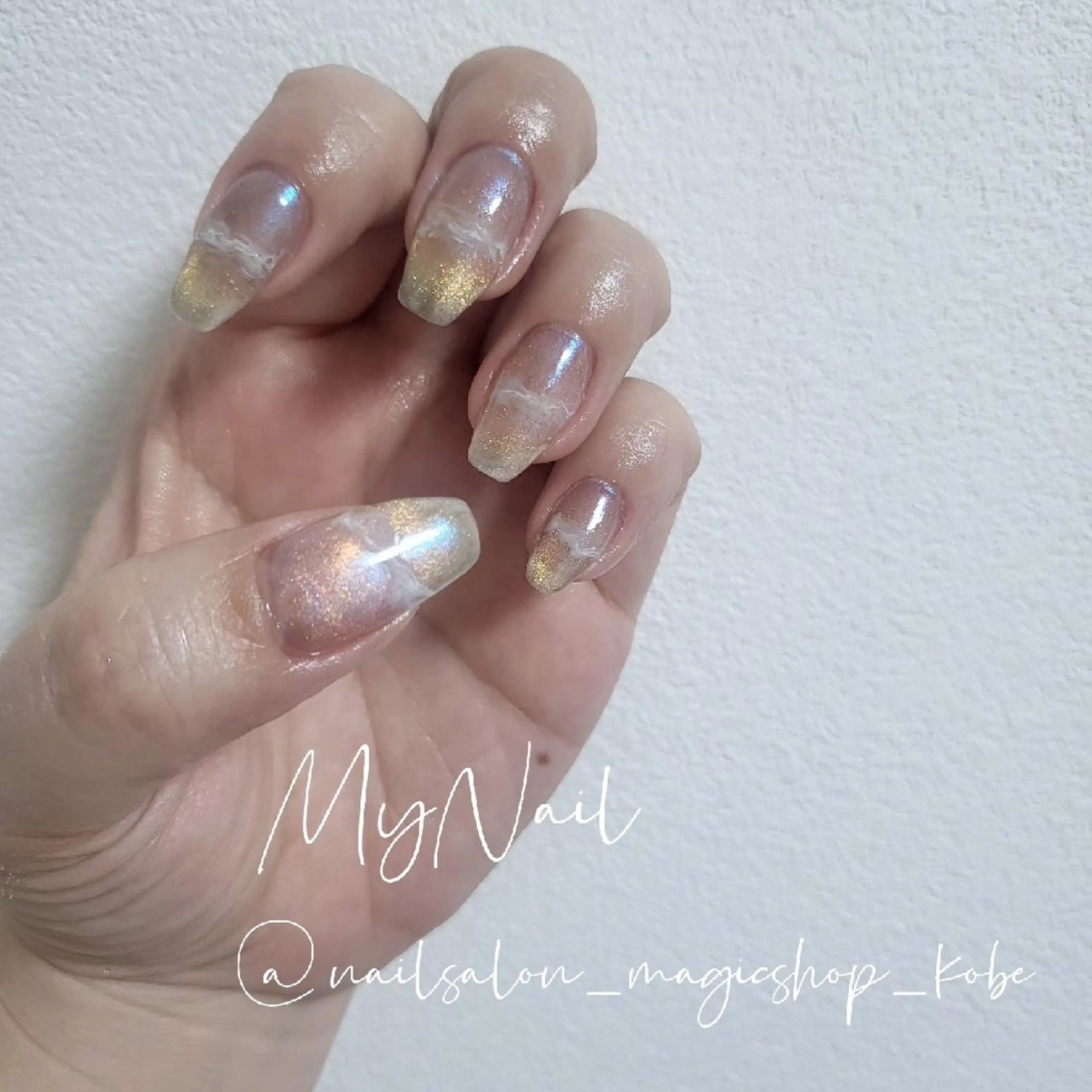 ネイル ブルー クリアネイル ジェルネイル マグネットネイル ミラーネイル ハンドネイル Nailsalon MagicShopのネイルデザイン
