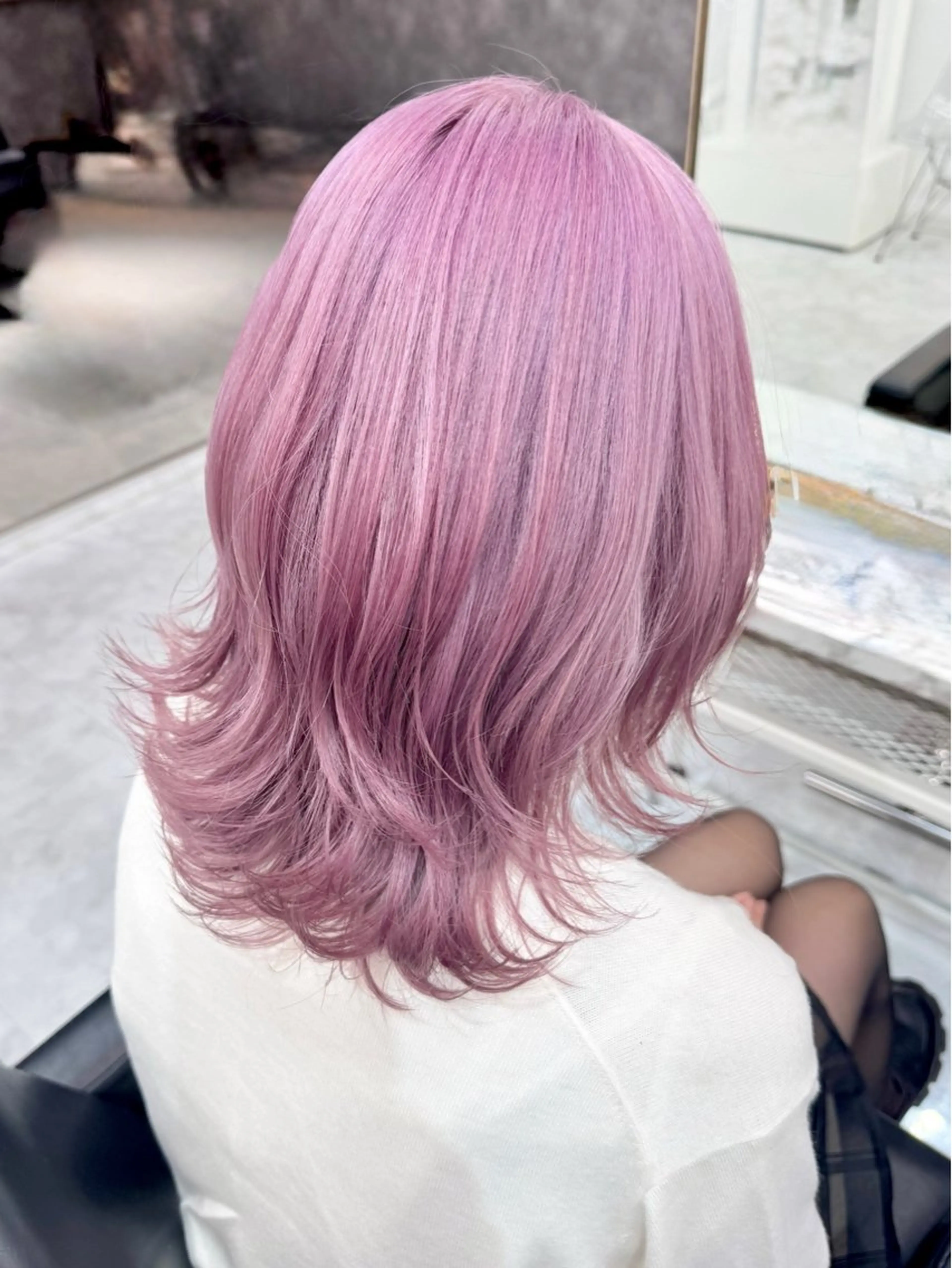 セミロング カラー パーマ ヘアアレンジ メンズ キッズ メンズブリーチ メンズウルフカット ブリーチ ラベンダーカラー ラベンダーピンク ヘアカラー トリートメント 💖オタク美容師 ꒰ঌ♡モモ♡໒꒱のヘアスタイル