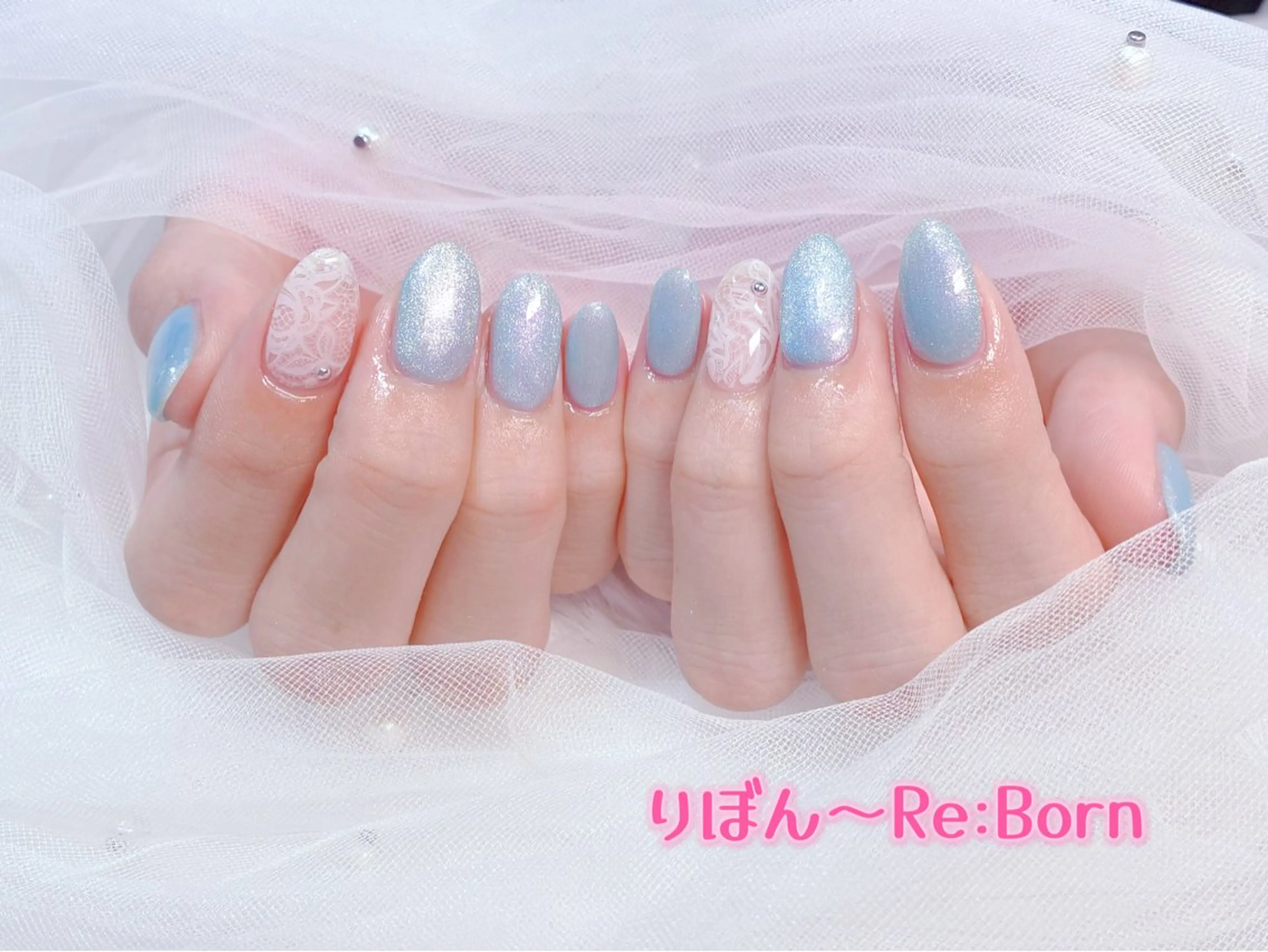ミディアム ハンドネイル りぼん Re:Bonrのネイルデザイン