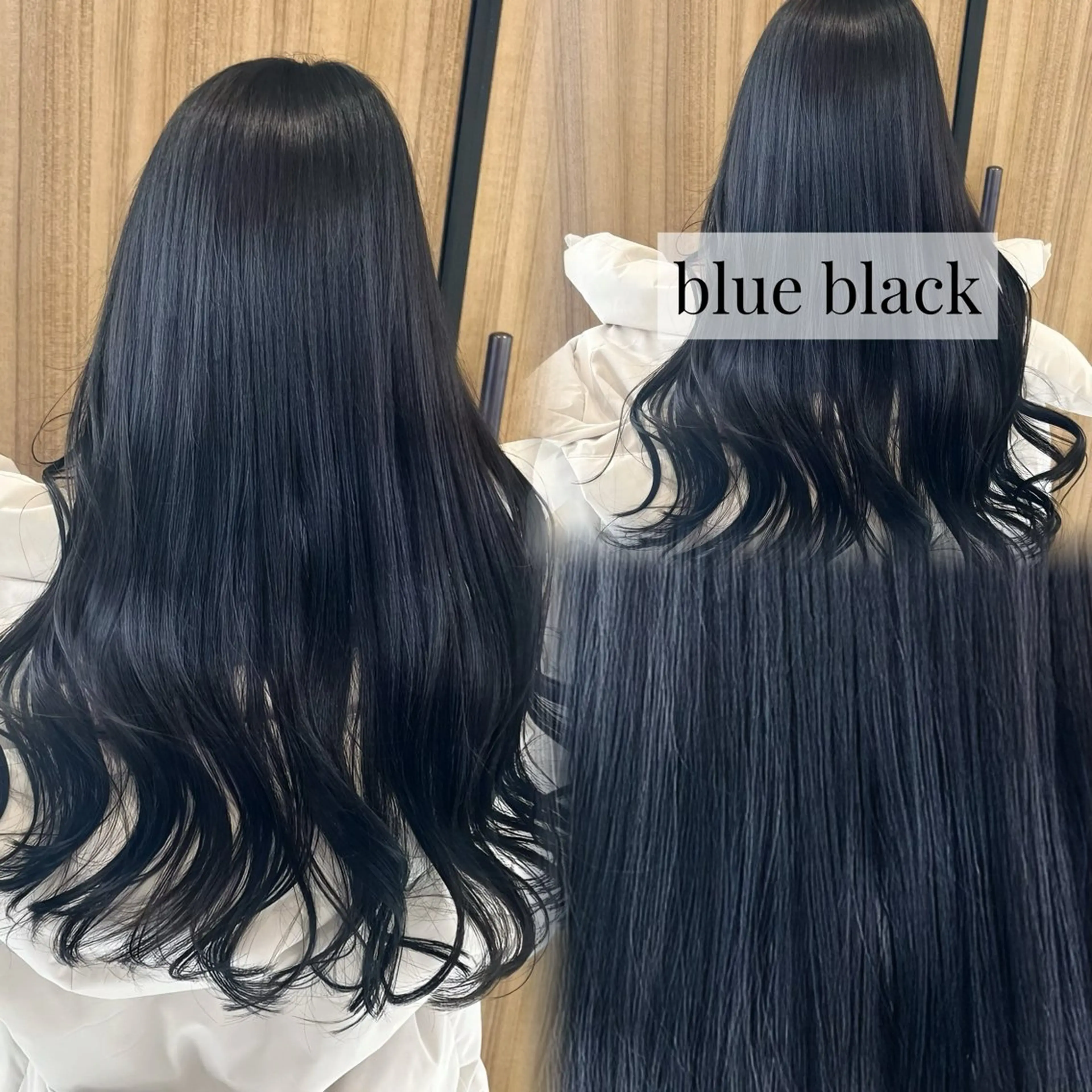 カラー 黒髪 ブルーカラー ブルーブラック カット ヘアカラー トリートメント 福島 果音のヘアスタイル