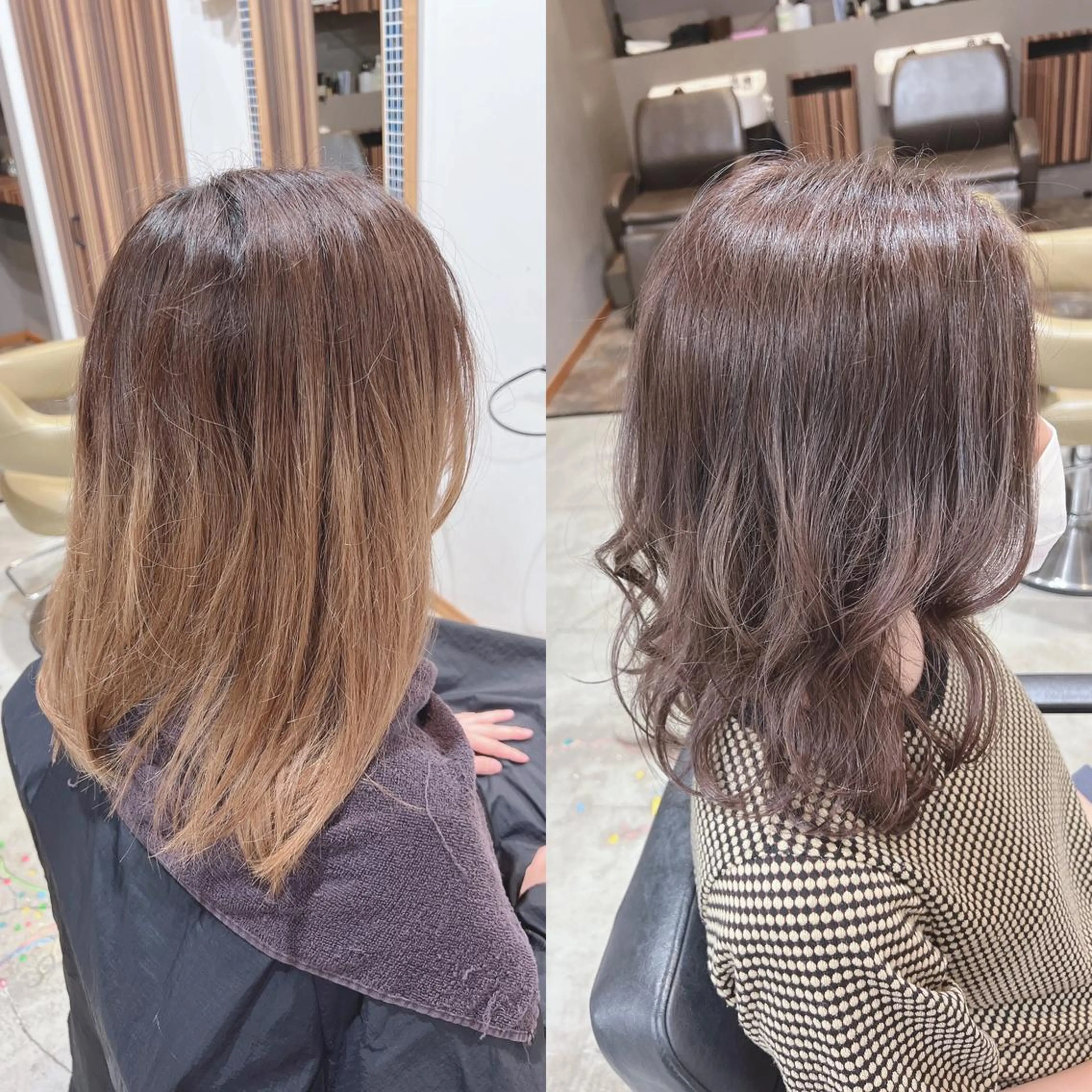 セミロング カラー ヘアアレンジ キッズ バレイヤージュ ベージュカラー ブリーチ ケアブリーチ 透明感カラー カット ヘアカラー トリートメント 五反田　美容院☆張 明星☆韓国ヘアのヘアスタイル