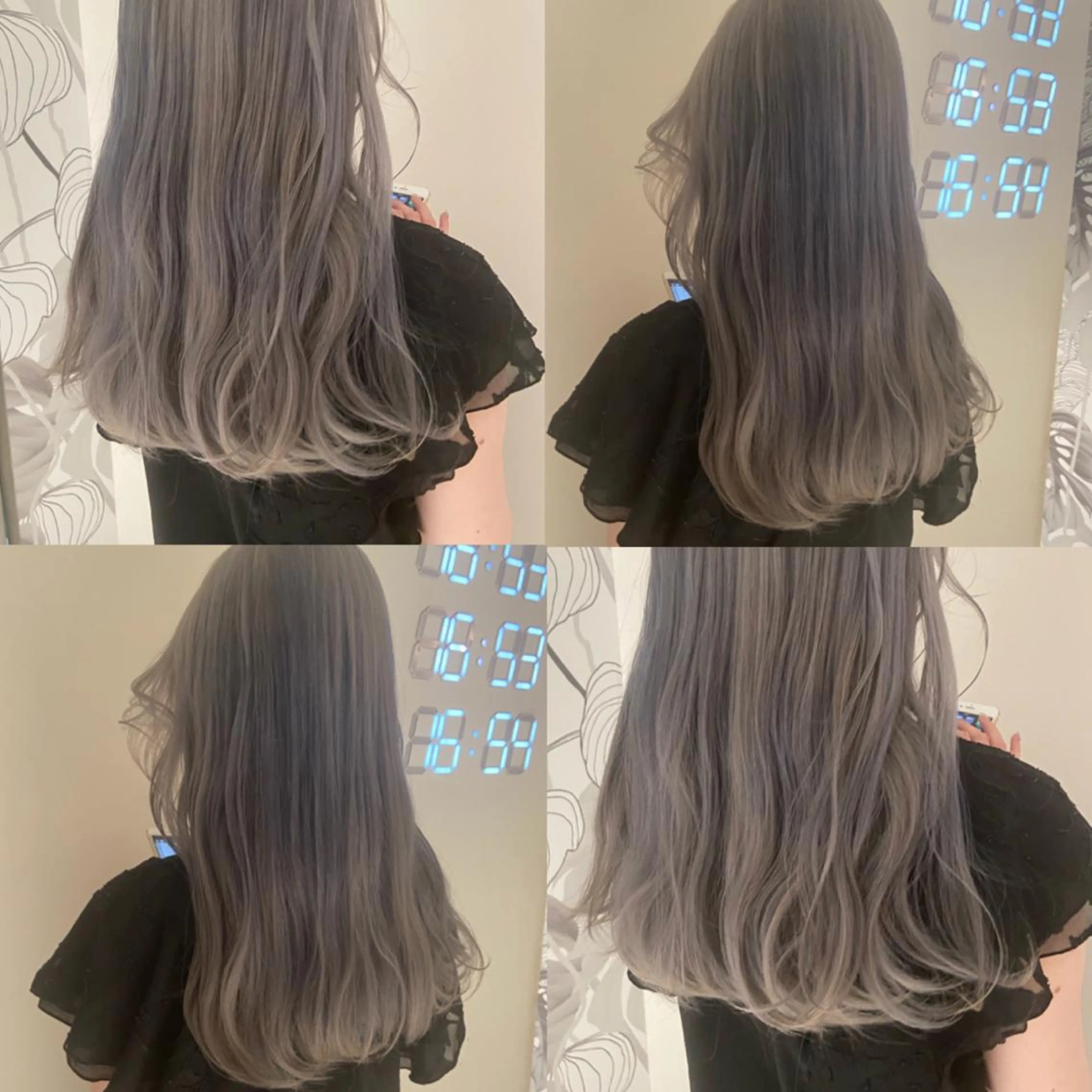 ロング カラー ブロンド ダブルカラー ハイトーンカラー シルバー ホワイトブロンド ヘアカラー トリートメント ヘッドスパ ヘアセット カジュアルを女っぽく 𝗮𝘆𝗮𝗰𝗼のヘアスタイル