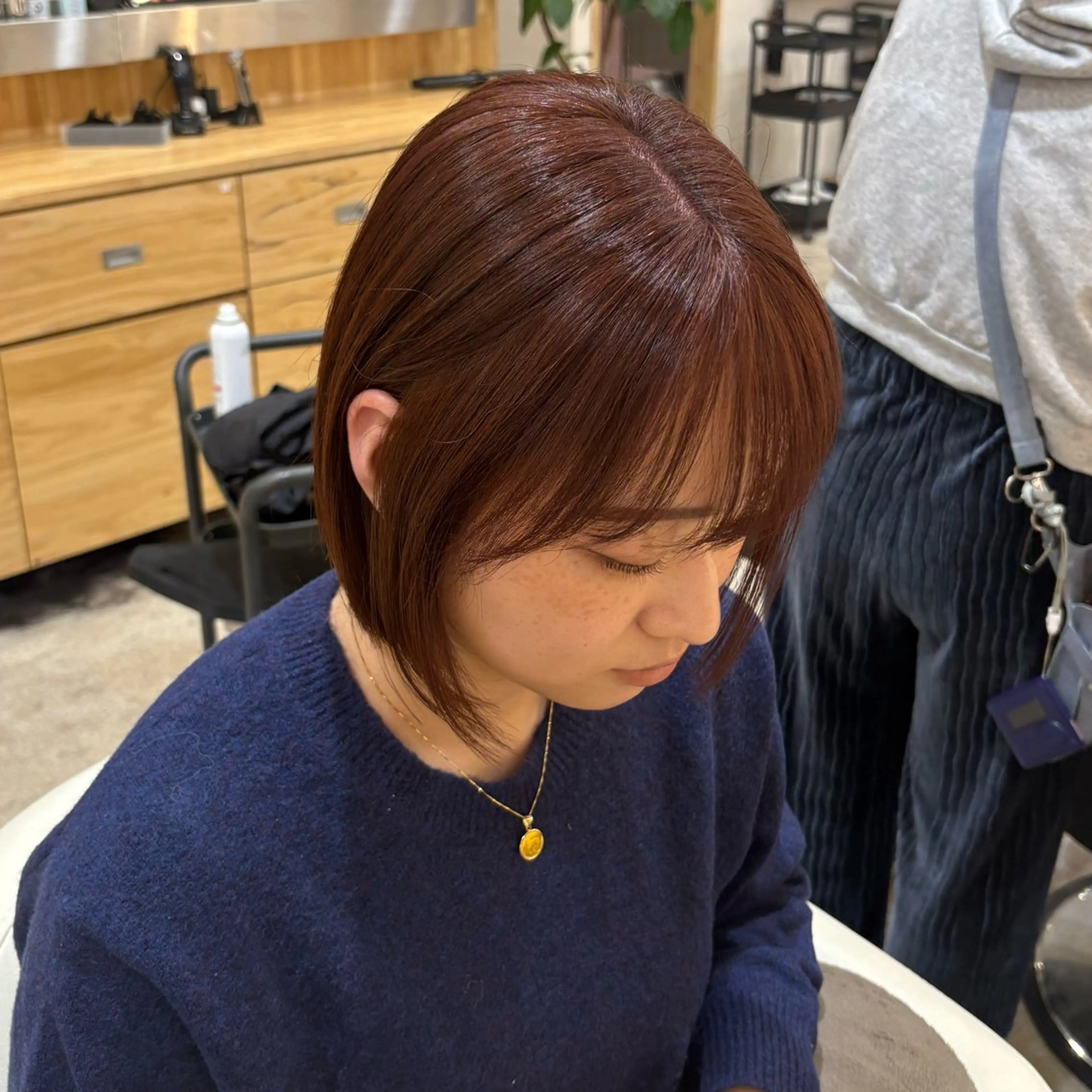 ショート カラー ブラウンカラー ピンクカラー ピンクブラウン ボブ 顔まわり/透け感 カラー/青栁優🔆のヘアスタイル