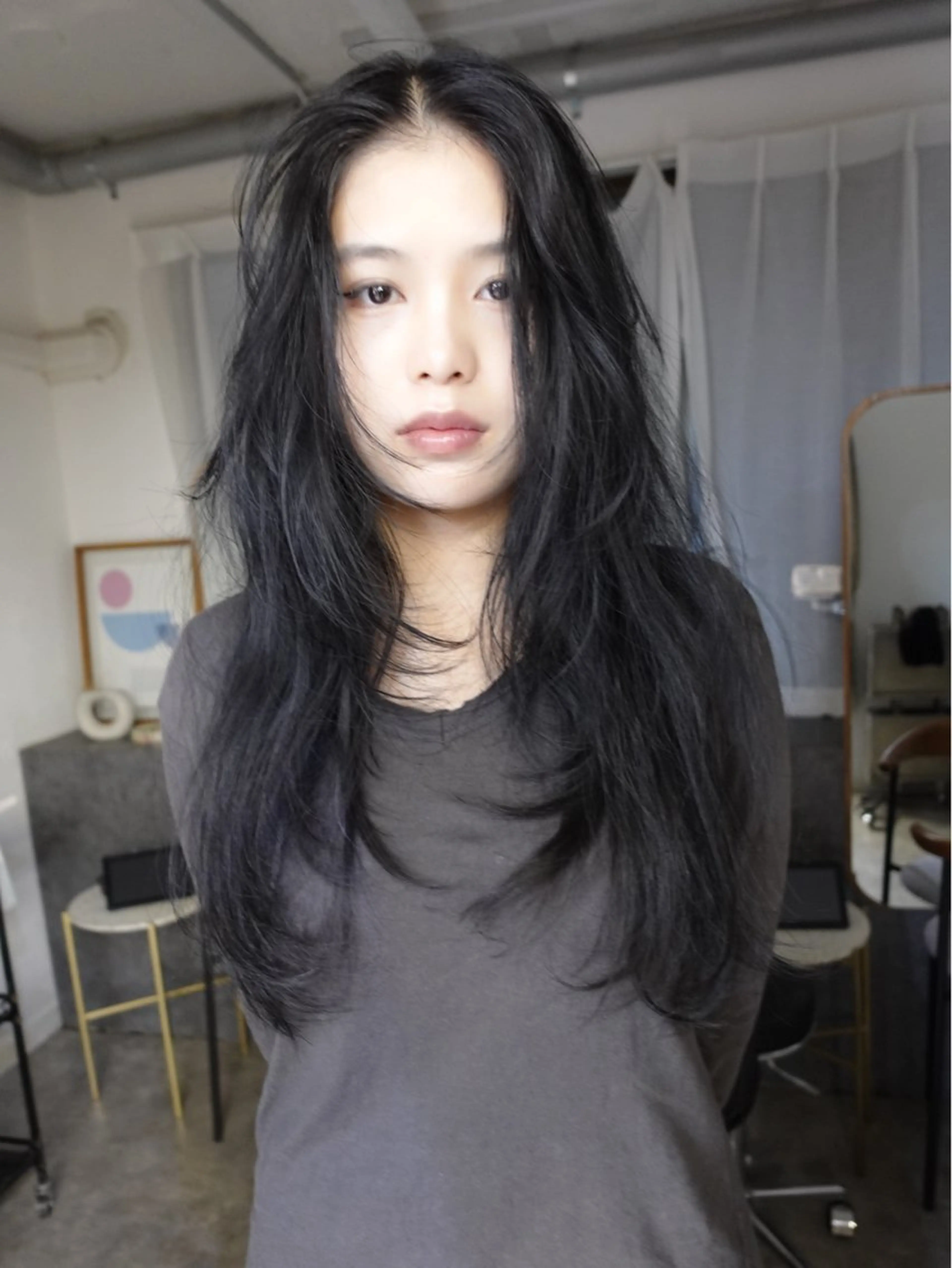 ロング カラー nishido ハイライト/パーマのヘアスタイル