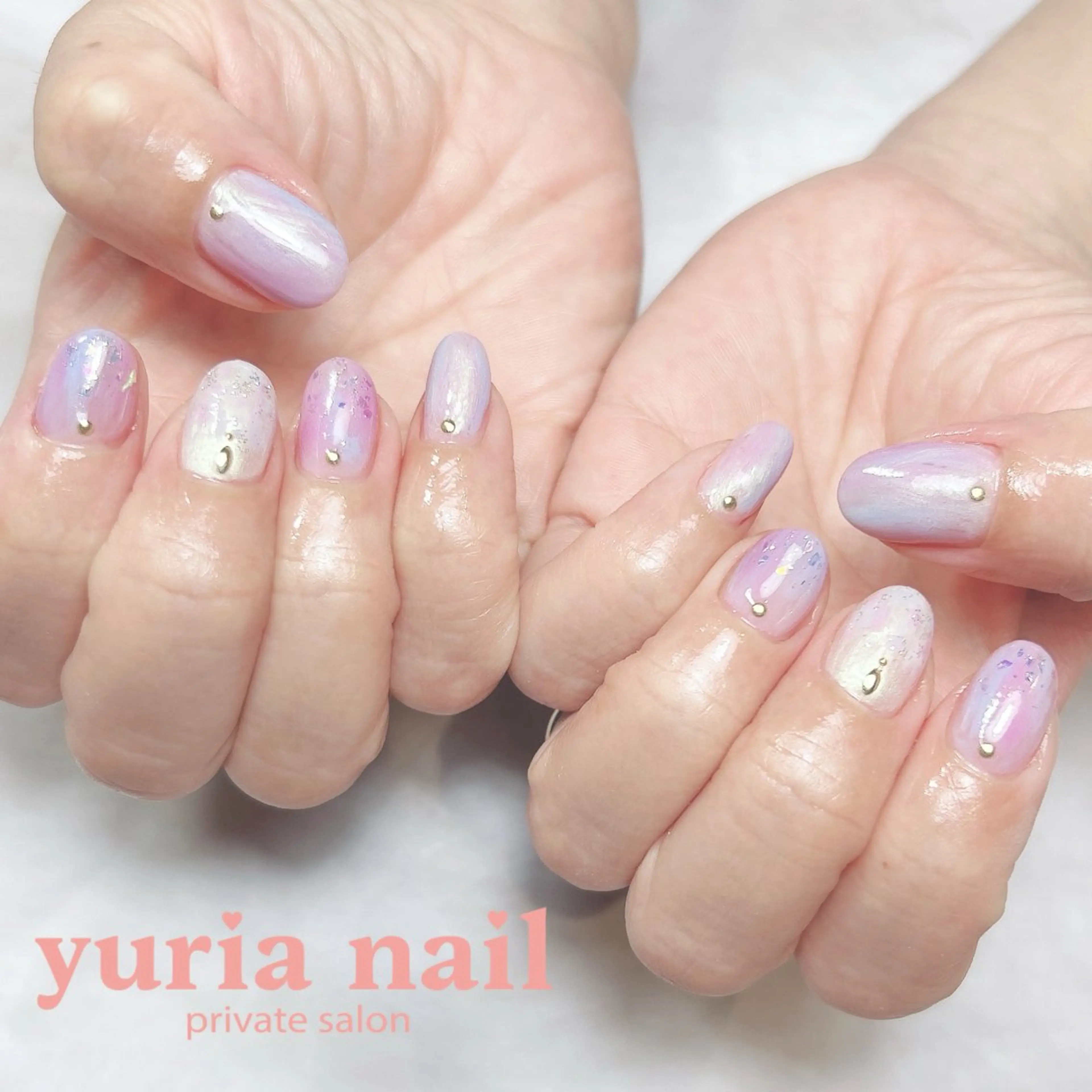 ネイル アートネイル ブルー ジェルネイル パープル ハンドネイル 小林 ゆりあのネイルデザイン