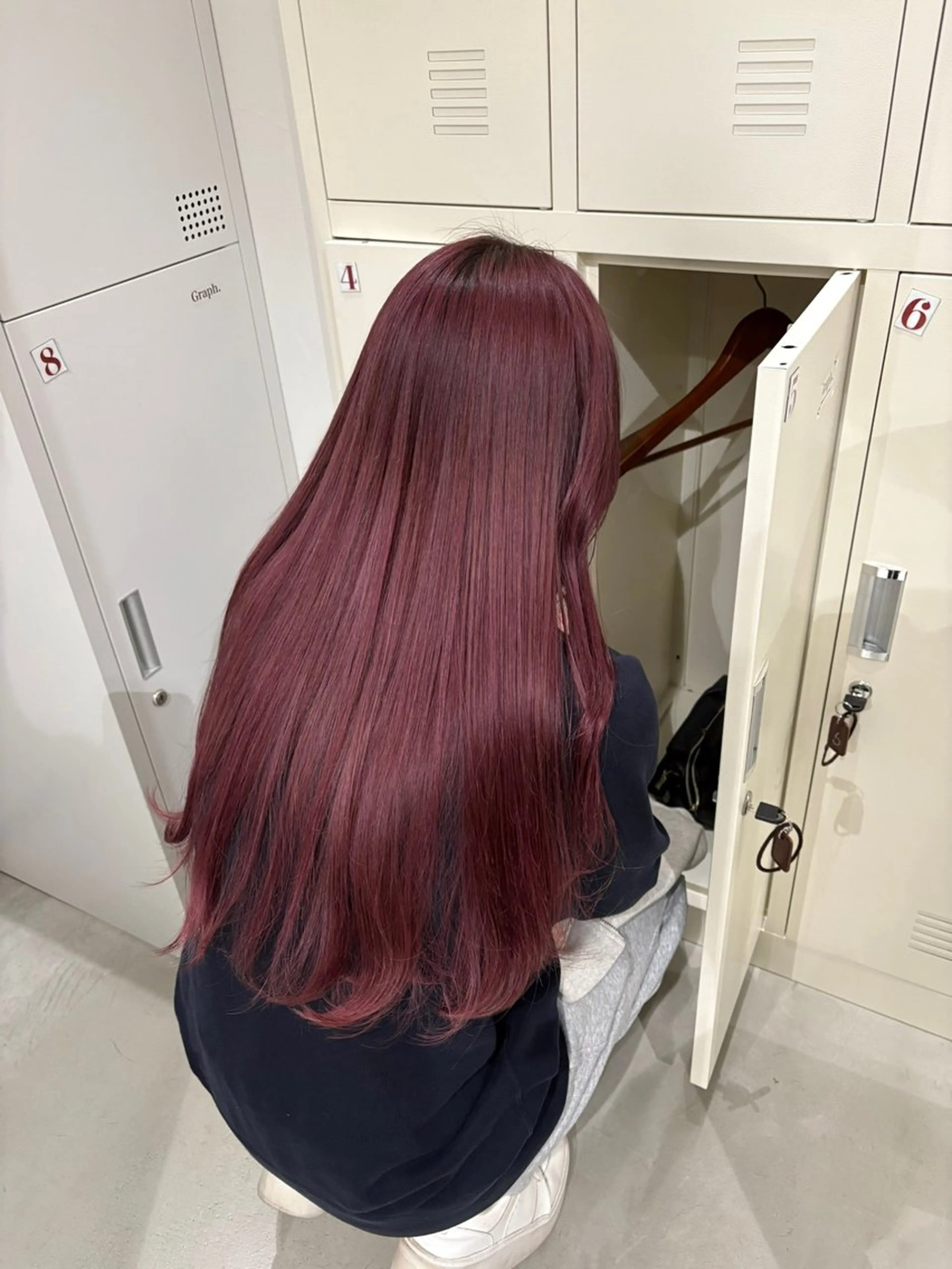 ロング カラー ブリーチ カシス ピンクカラー ヘアカラー ボブ/レイヤー /河内温太のヘアスタイル