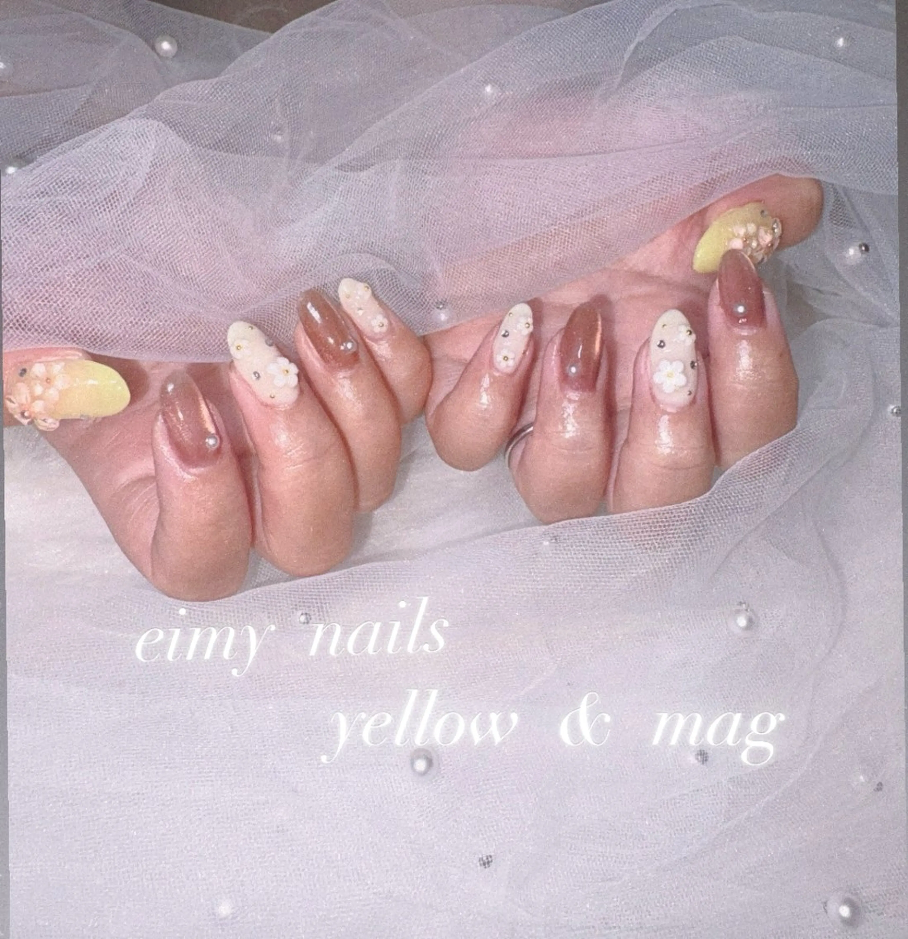 ネイル フラワーネイル マグネットネイル マグネットワンカラー 持ち込み ワンカラーネイル ハンドネイル eimy nails♡のネイルデザイン
