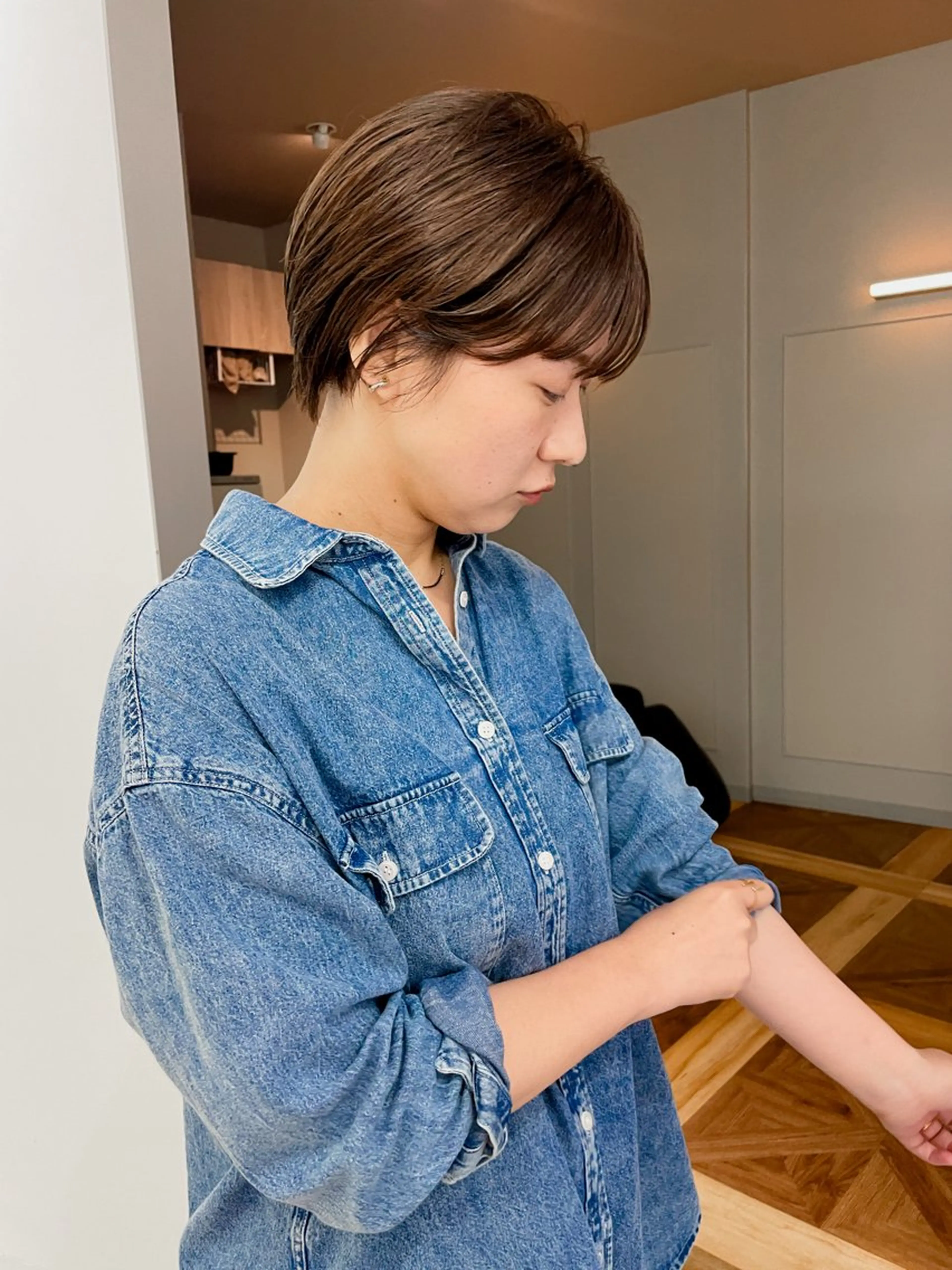 ショート カラー ヘアカラー トリートメント 緒方リエ 時短ショート・ボブのヘアスタイル