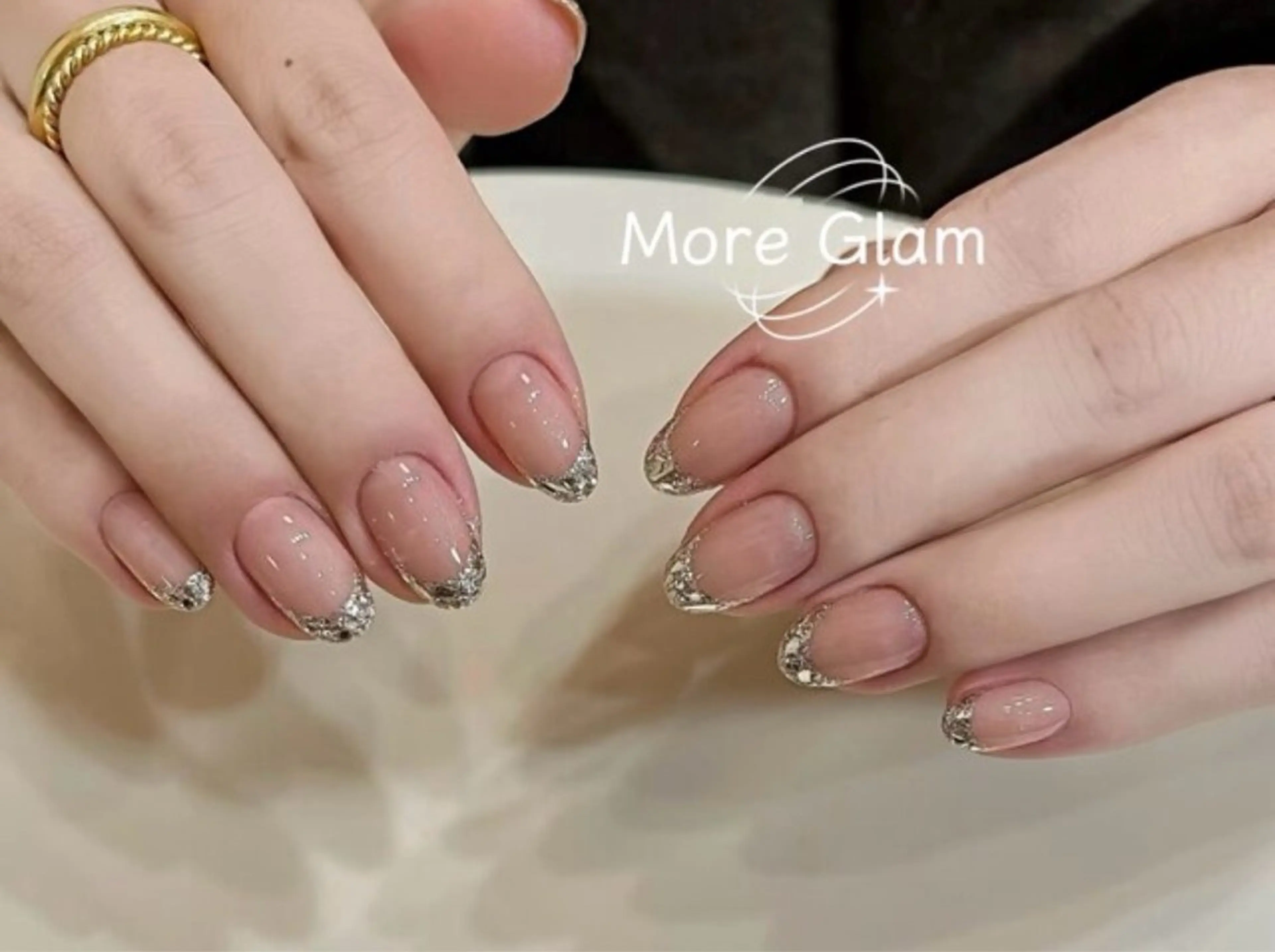 【キラキラフレンチ】ガラスフレンチ／ミラー/オーロラフレンチ6580の写真