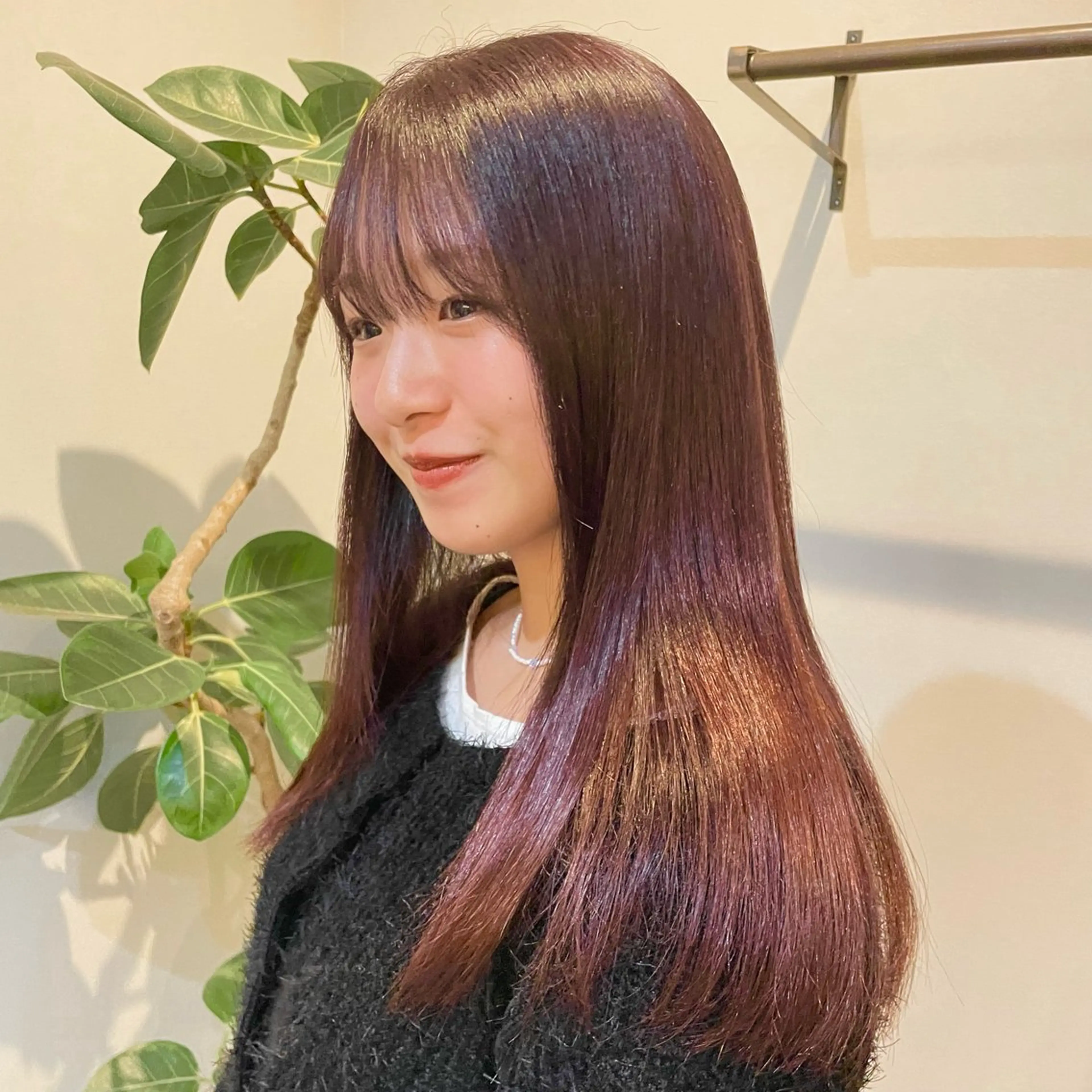 ロング カラー カシス ダブルカラー 縮毛矯正 こいけ みきののヘアスタイル