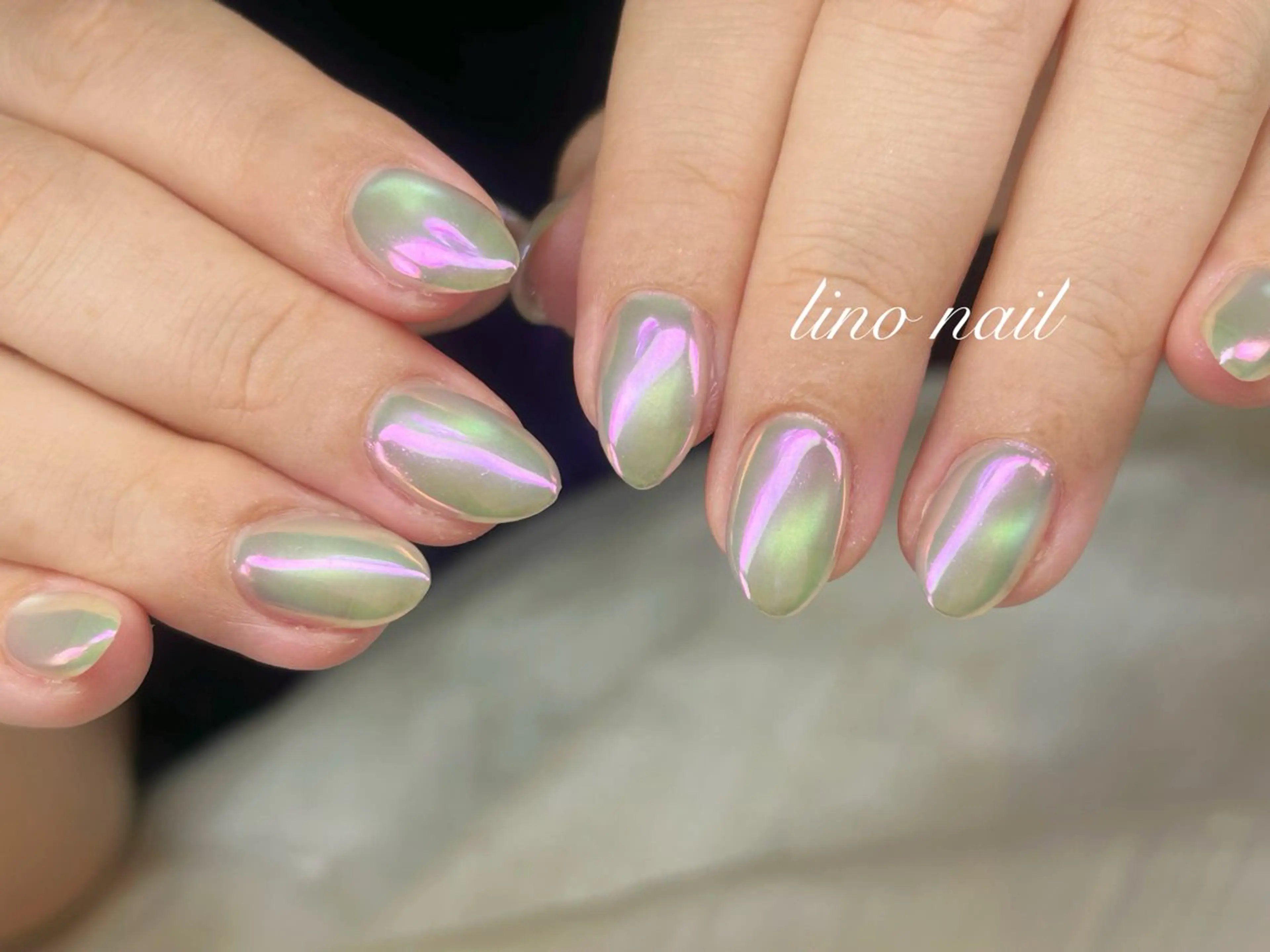 ネイル アートネイル オーロラネイル チークネイル 成人式 入学式 ハンドネイル Lino Nailのネイルデザイン